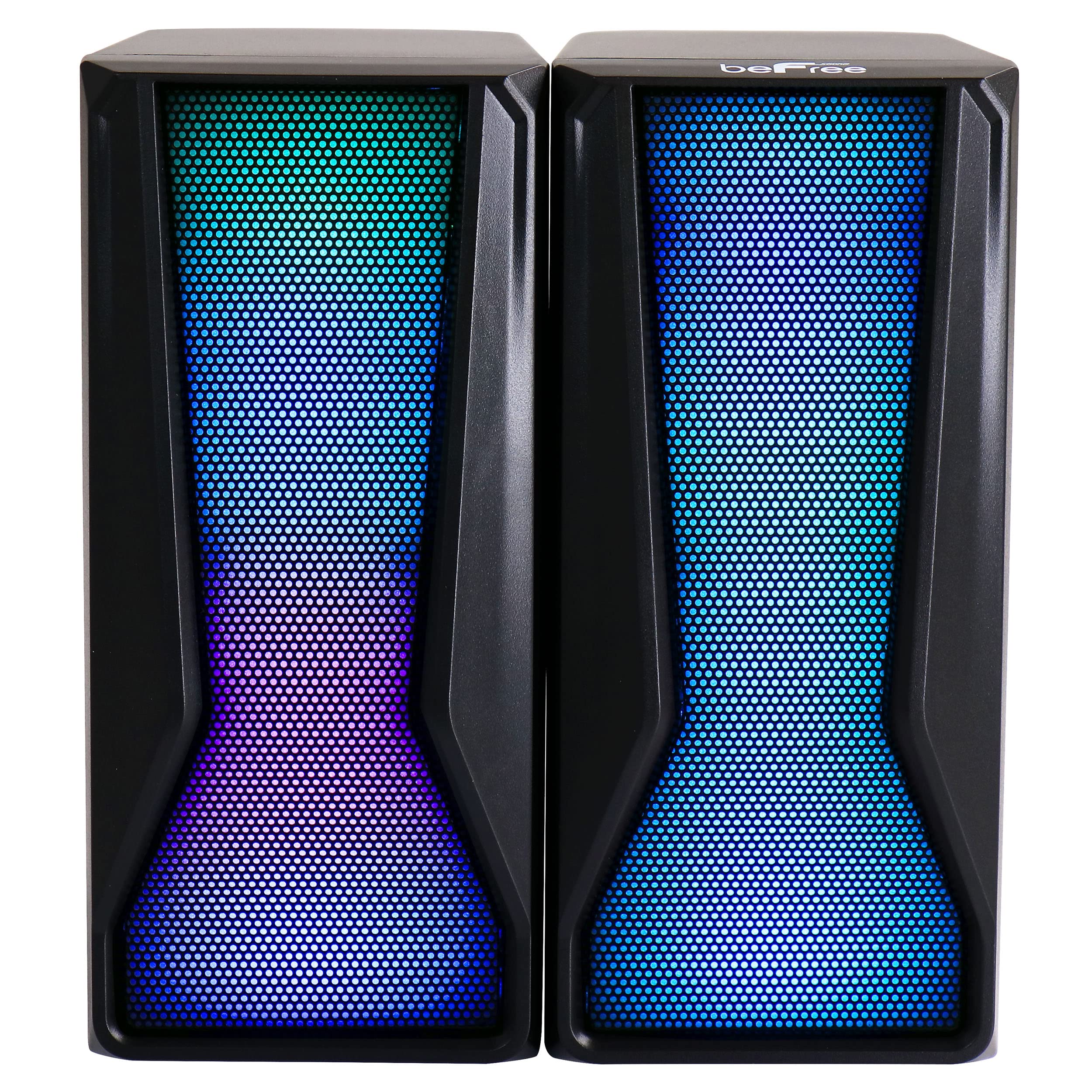 beFree RGB LED Gaming Speakers with Immersive Sound - Dual Stereo PC Speakers for Gaming, Music & Movies - Perfect for Desktop, Laptop & Home Theater Setup