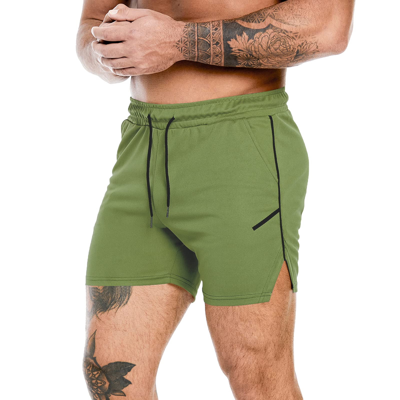 PIDOGYM Men's 5 Inch Running Shorts - Lightweight Mesh Workout Shorts for Gym, Bodybuilding & Training | Breathable Athletic Fitted Short Pants for Running, Jogging & CrossFit