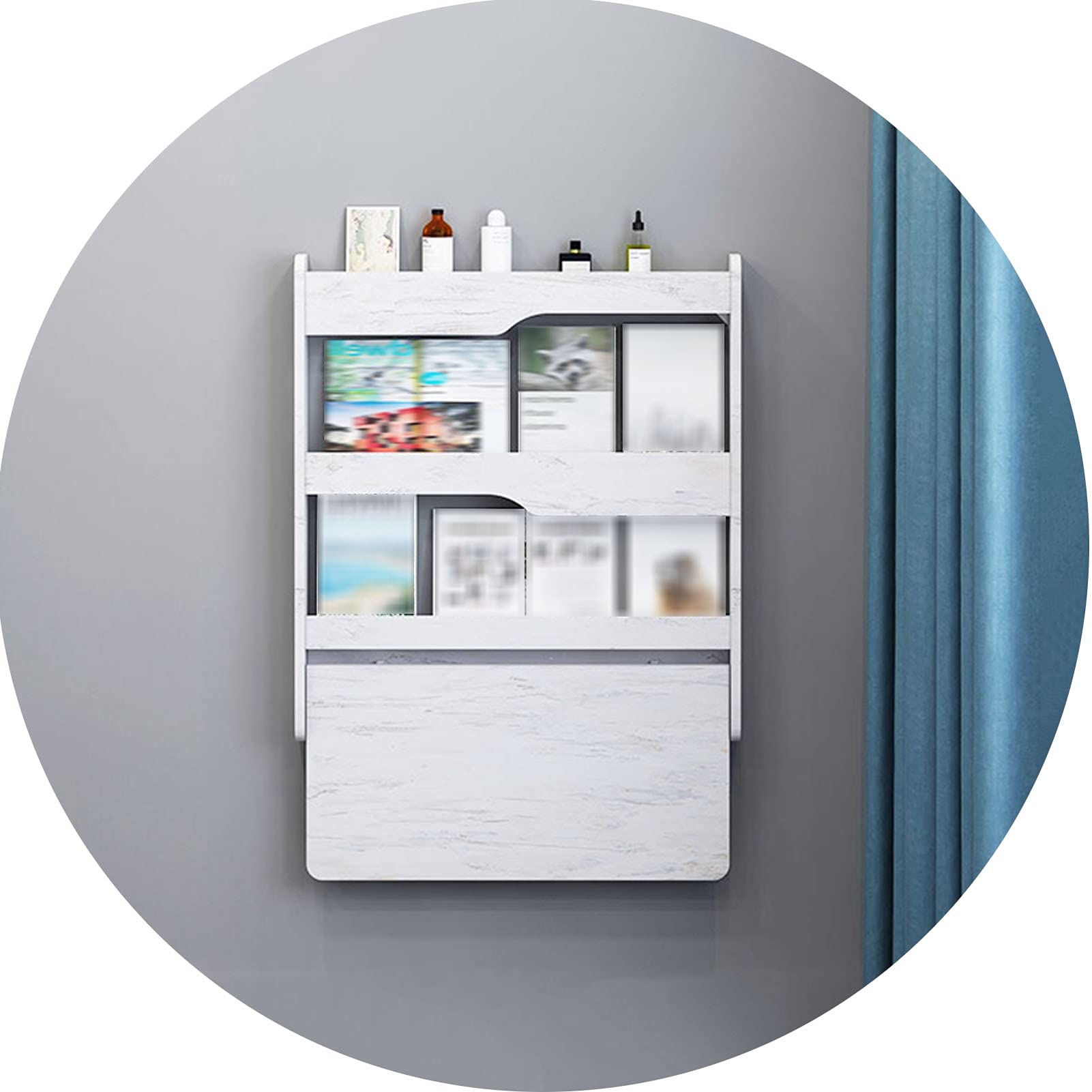 Foldable Wall Mounted Computer Desk - 3-Tier White Hanging Workstation, Space-Saving Narrow Design (640x900x600mm) - Perfect for Small Apartments, Home Offices & Dorm Rooms