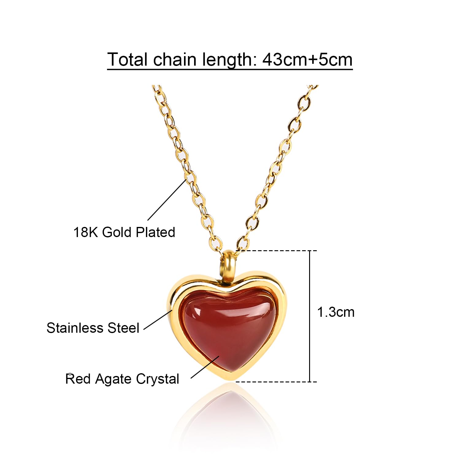 Elegant Carnelian Crystal Heart Necklace for Women - Perfect Valentine's Day Gift, Birthday Present & Anniversary Jewelry - Ideal for Romantic Dates, Special Occasions & Everyday Wear