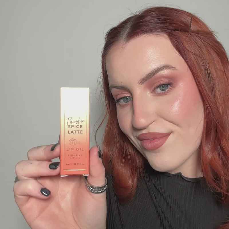 KASH Beauty Pumpkin Spice Latte Plumping Lip Oil - Hydrating Gloss for Fuller Lips | Perfect for Fall Makeup & Everyday Wear