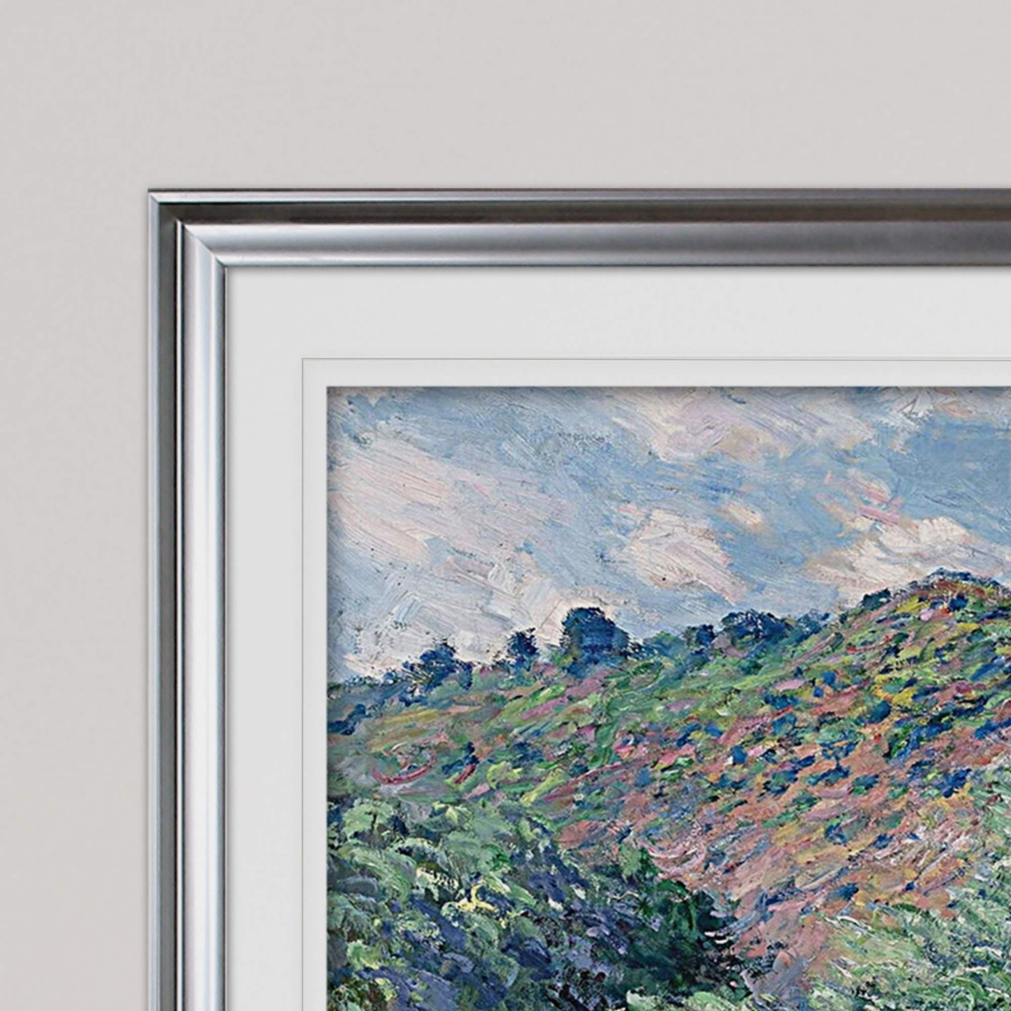 Banks of The Seine Landscape Painting - Framed Giclee Canvas Print, Nature Art Wall Decor for Living Room, Bedroom & Office