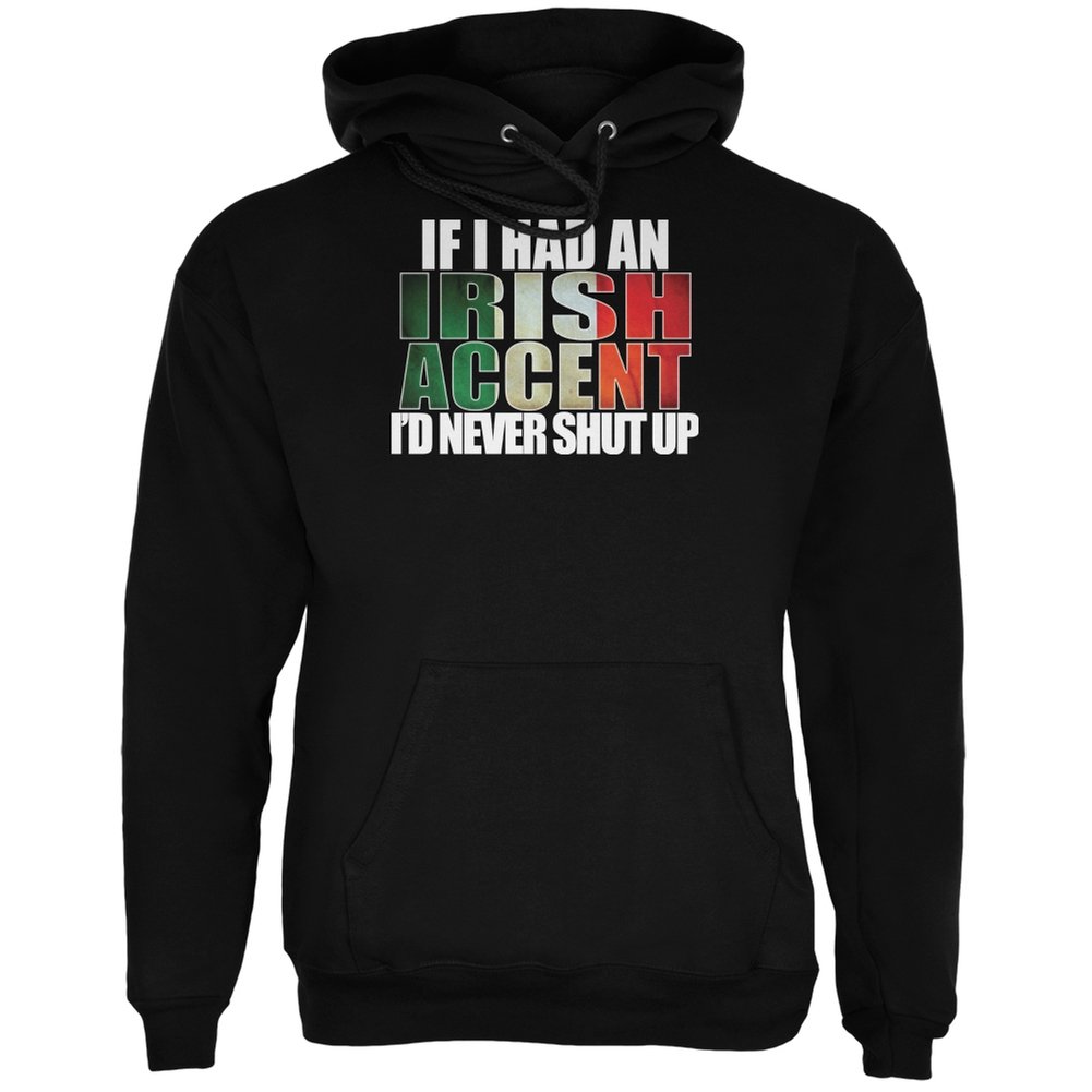 Old Glory St. Patrick's Day Irish Accent Funny Black Adult Hoodie - Medium | Comfortable Pullover Sweatshirt for Men & Women | Perfect for Pub Crawls, Irish Festivals & Casual Wear
