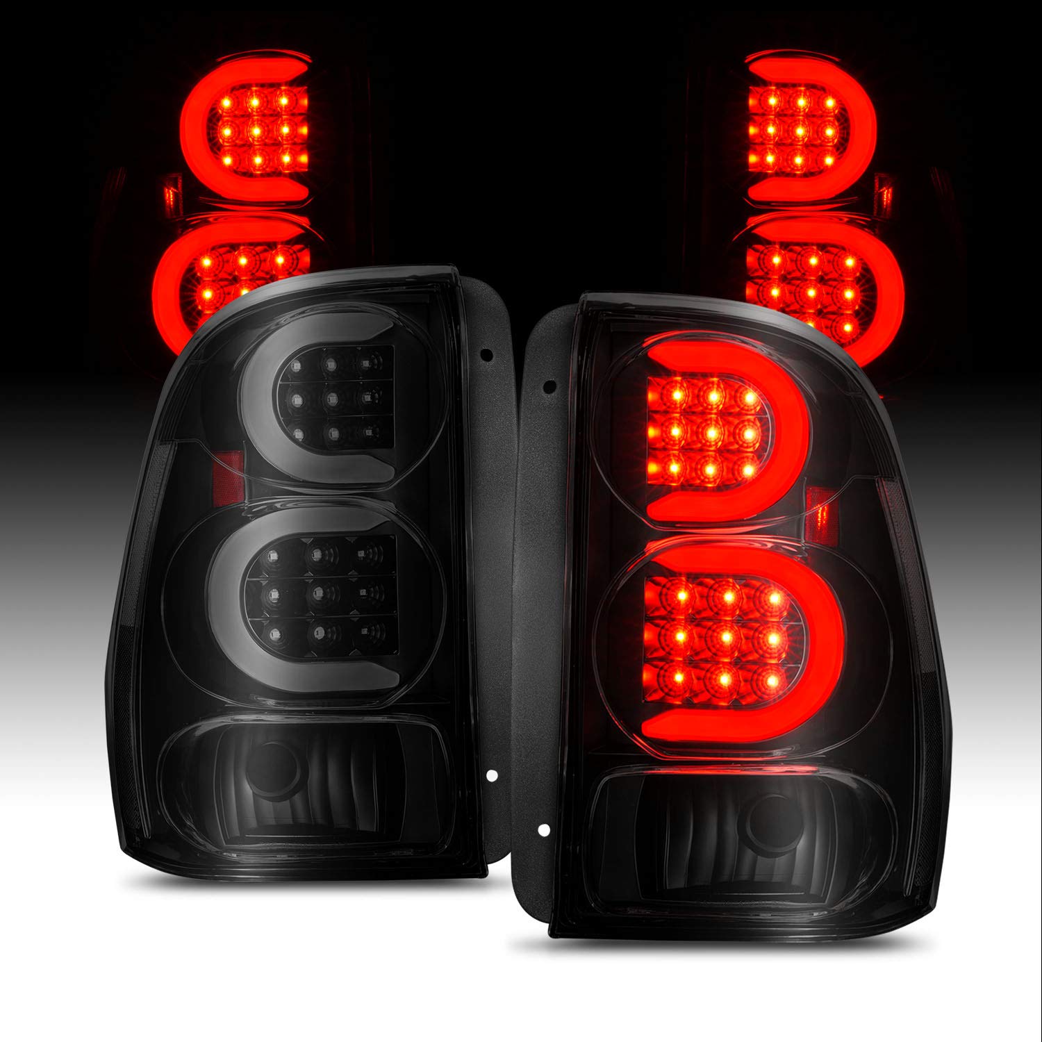 2002-2009 Chevy Trailblazer/EXT LED Tail Lights - Smoke Black C-Type Brake Lamps Pair (Driver & Passenger Side) | Durable Replacement for Improved Visibility & Style | Perfect for Night Driving, Off-Roading & Custom Car Upgrades