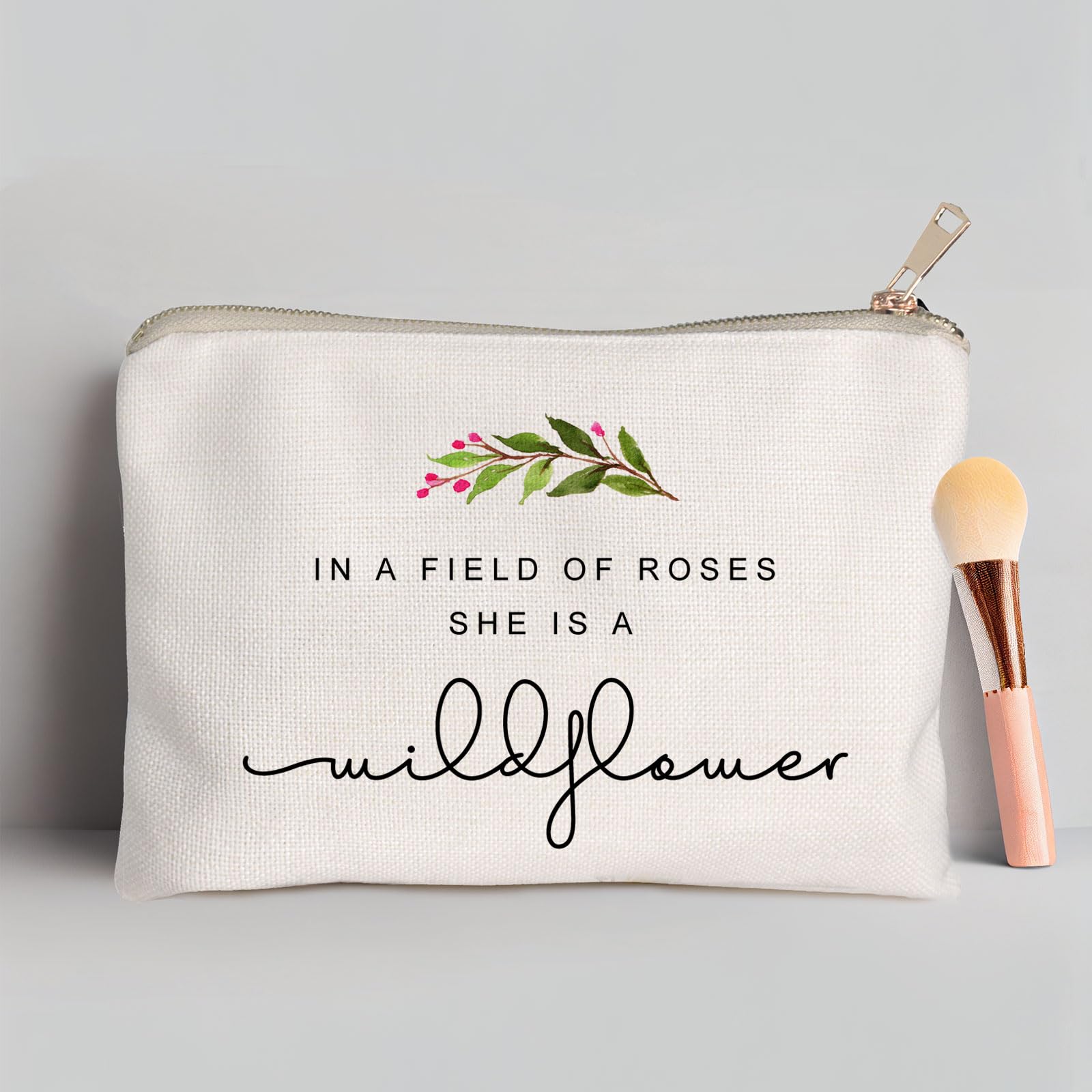 Wildflower Cosmetic Bag - Elegant Toiletry & Makeup Pouch for Women | Perfect Gift for Her, Daughter, Best Friend | Birthday, Travel & Daily Use