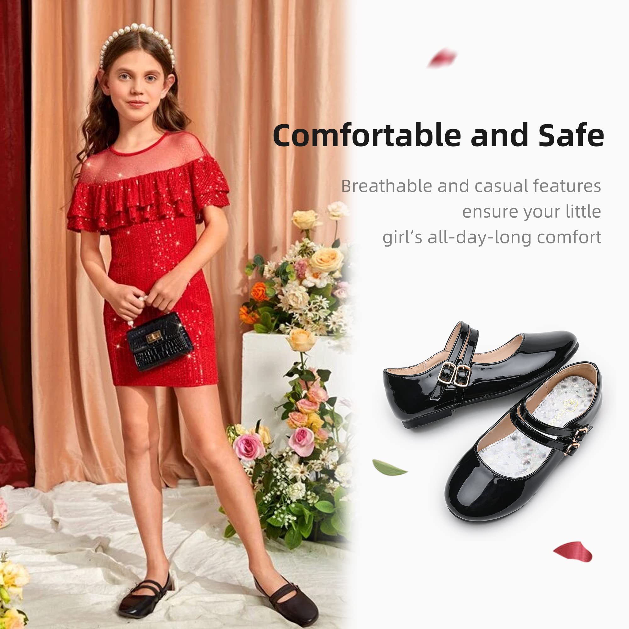 **Princess Wedding Flats for Girls - Toddler & Little Big Kids Dress Shoes for Special Occasions & Parties**