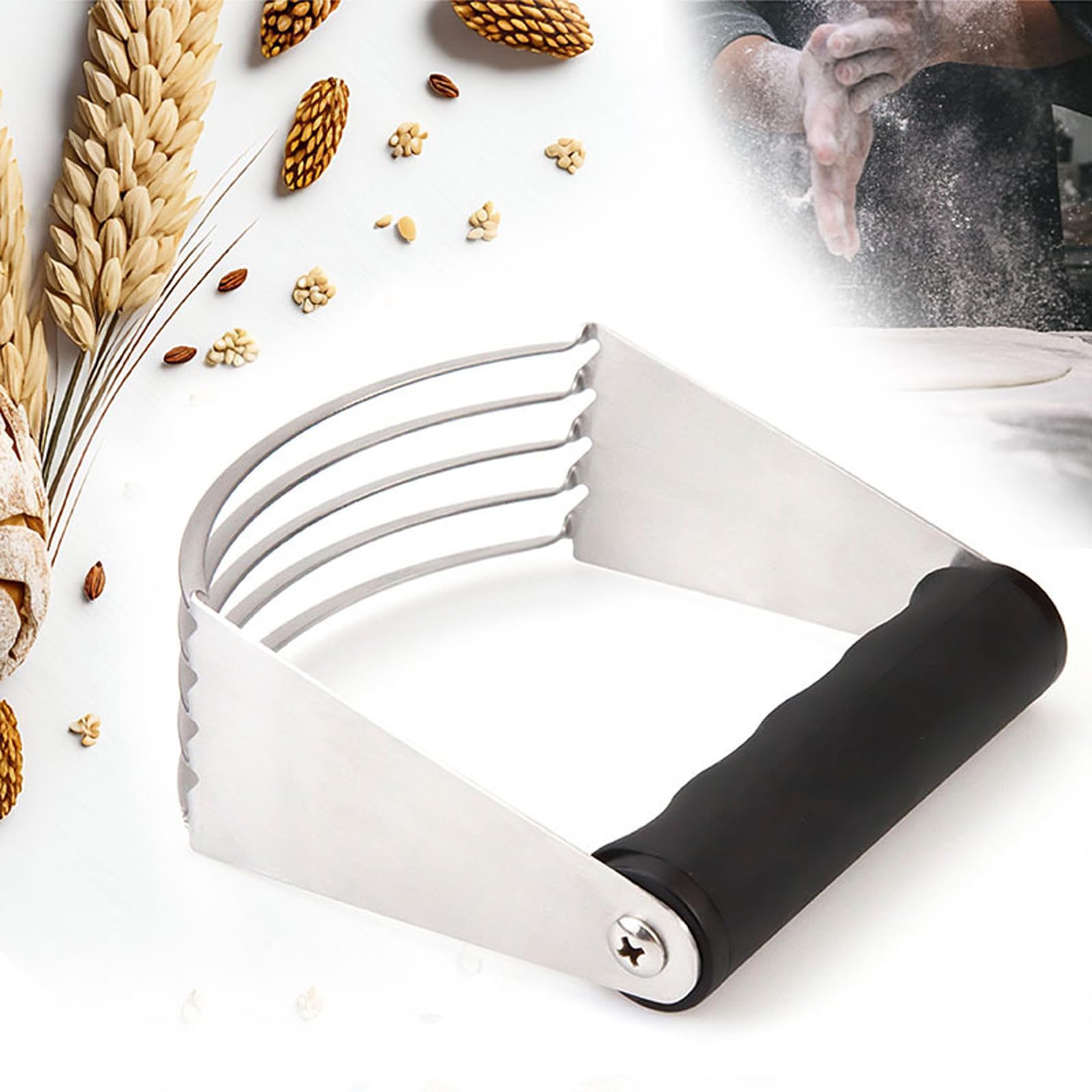 Professional Stainless Steel Pastry Blender - Large Heavy Duty Dough Cutter Tool for Baking, Dishwasher Safe Black Pastry Mixer - Perfect for Pies, Cookies, Biscuits & Pastry Making