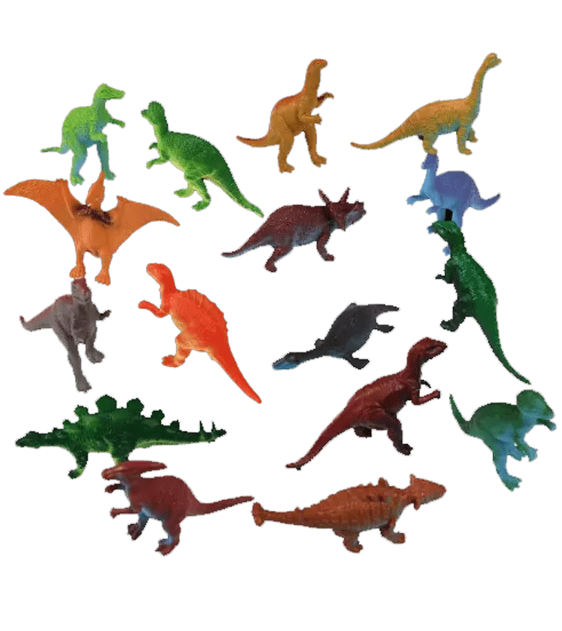 16-Piece Assorted Prehistoric Dinosaur Toy Set - T-Rex, Triceratops, Velociraptor Figures for Kids Educational Play & Dinosaur Party Favors