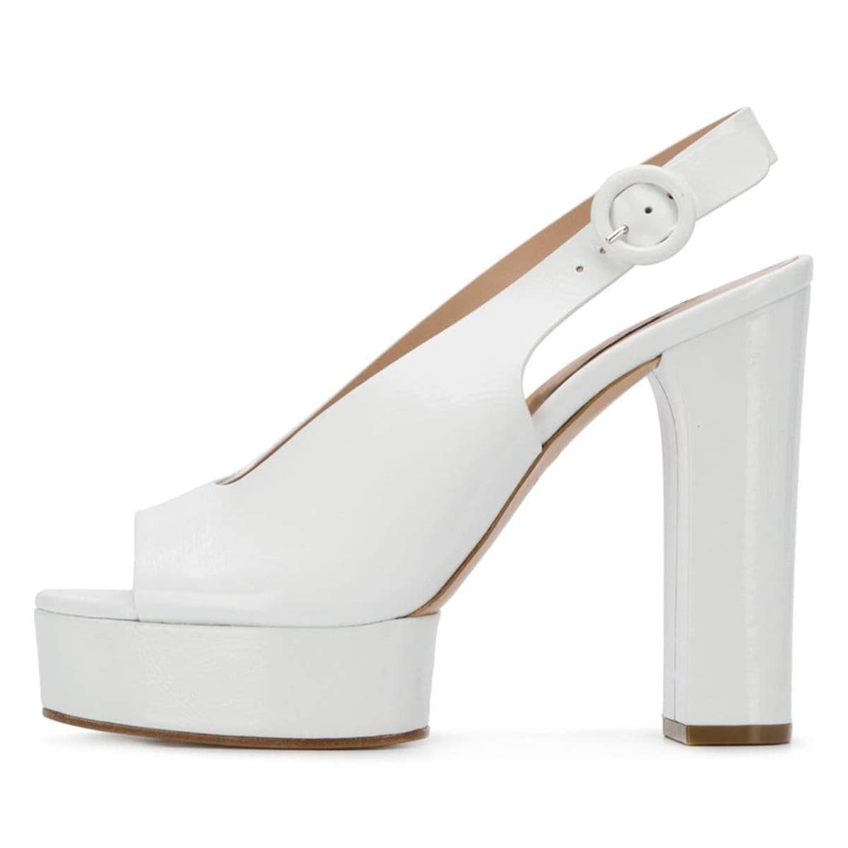 YDN Women's Fashion Peep Toe Chunky High Heel Sandals - Slip On Platform Pumps with Slingback Strap for Party, Wedding & Evening Wear - Comfortable Slide Shoes for Women