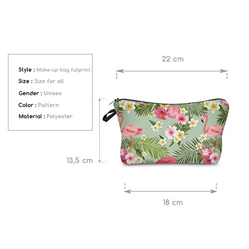 Loomiloo Waterproof Cosmetic Bag for Women - Travel Makeup Organizer, Cute Gifts for Her (Turtle Flamingo) - Perfect for Travel & Daily Use