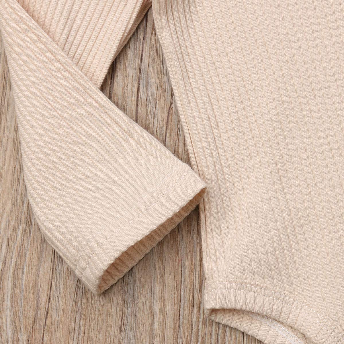 Newborn Baby Girl & Boy Cotton Romper - Long Sleeve Ruffle Jumpsuit One-Piece Bodysuit | Soft & Comfortable Fall Winter Outfit (Beige, 6-12 Months) | Perfect for Family Photos, Daily Wear & Special Occasions
