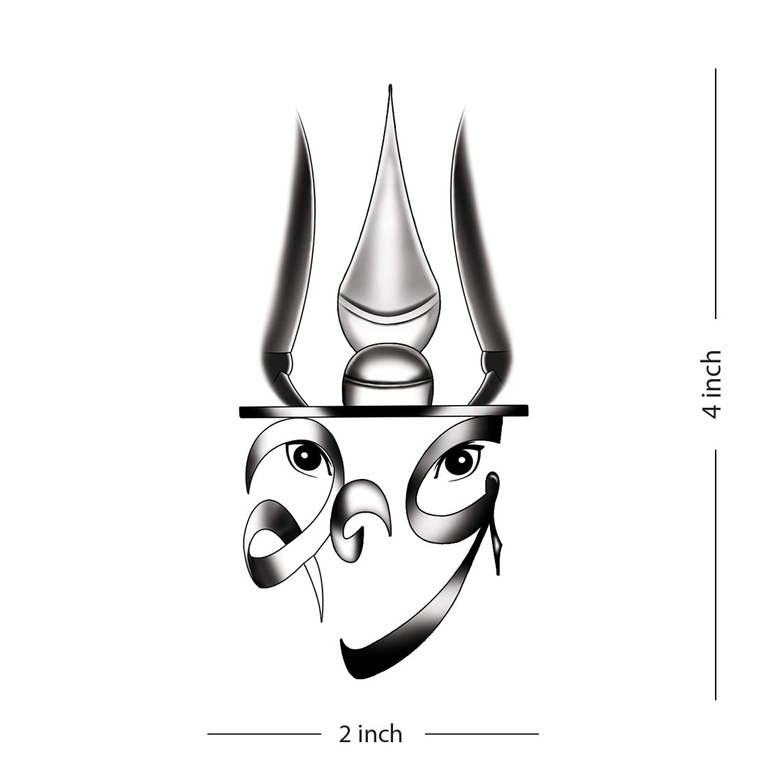 Rudra with Trishul Temporary Tattoo - Waterproof Body Art for Men & Women - Perfect for Festivals, Parties, and Spiritual Events