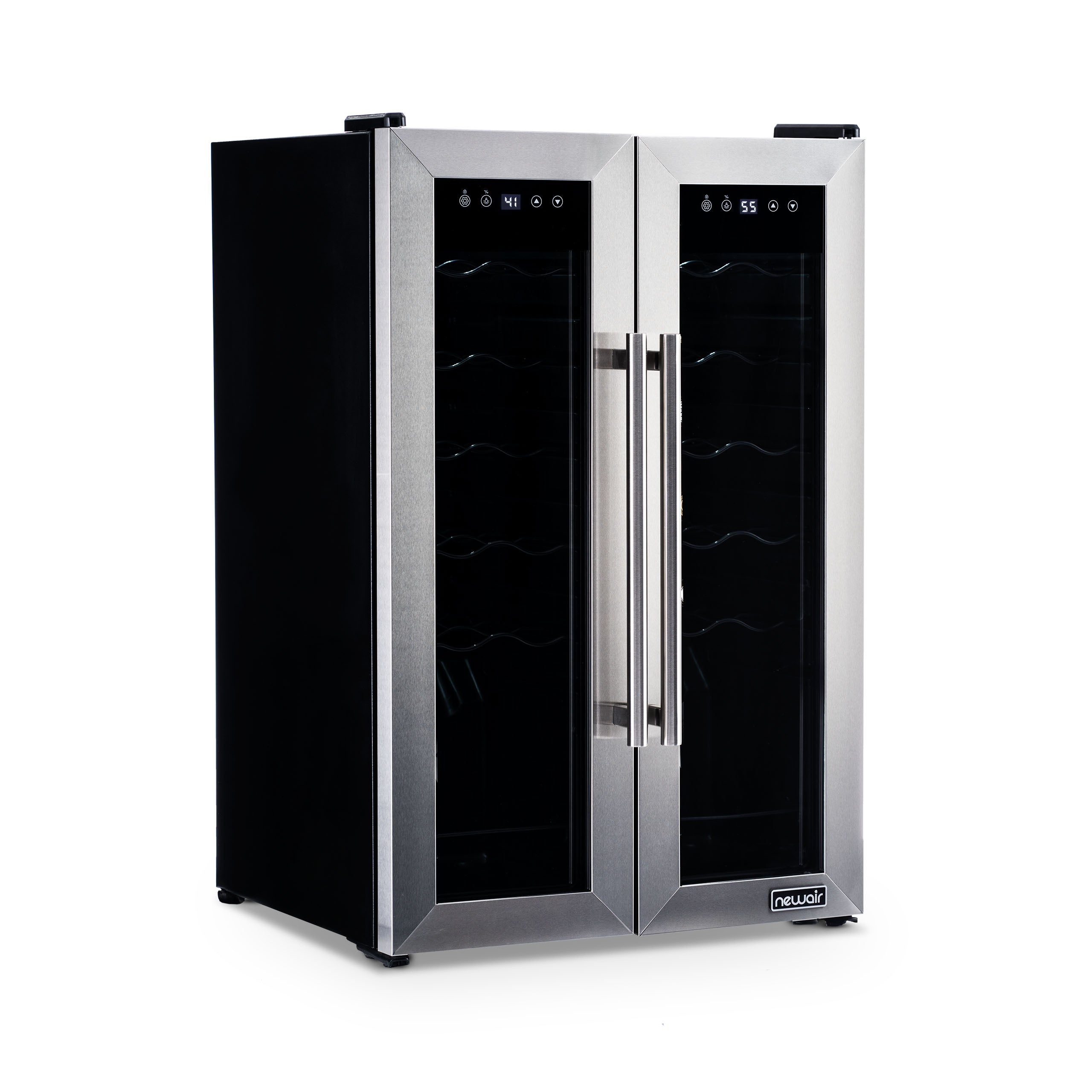 Newair® 24 Bottle 20 Inch Stainless Steel Freestanding Dual Zone Wine Cooler - Perfect for Home Bars, Restaurants & Wine Cellars