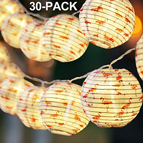 20' Long (10' x 2) - PINK Flamingo Mini Lanterns - Novelty Party Decor