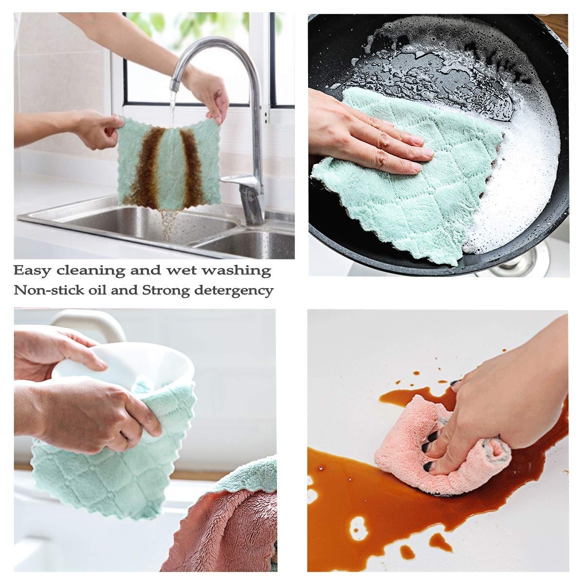 Premium Microfiber Cleaning Cloths - 4 Pack Super Soft & Highly Absorbent Lint-Free Towels (25x25cm) - Ideal for Car Detailing, Kitchen Cleaning, Window Wiping & Household Use