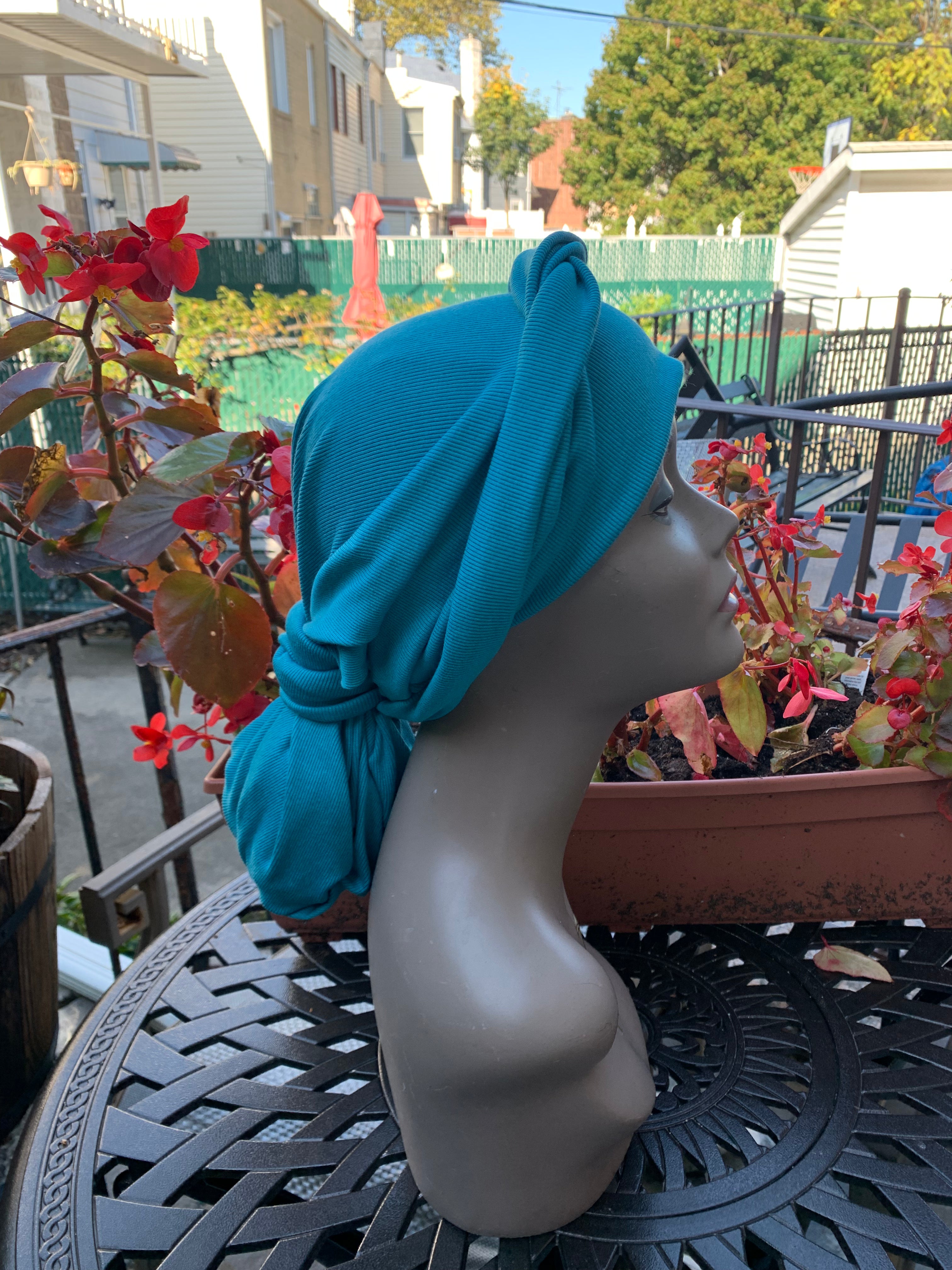 Uptown Girl Headwear Turquoise 10-Way Tie Head Scarf - Premium Hair Wrap & Tichel for Women | Made in USA | Perfect for Yoga, Church, Beach & Everyday Style