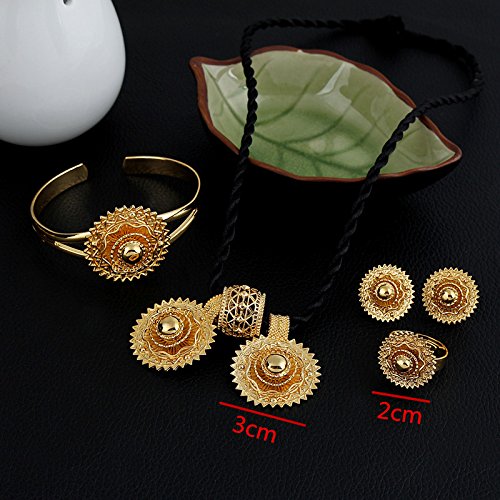 24K Gold Plated Ethiopian Jewelry Set for Women - Traditional African Eritrean Necklace & Earrings - Perfect for Weddings, Parties & Cultural Celebrations