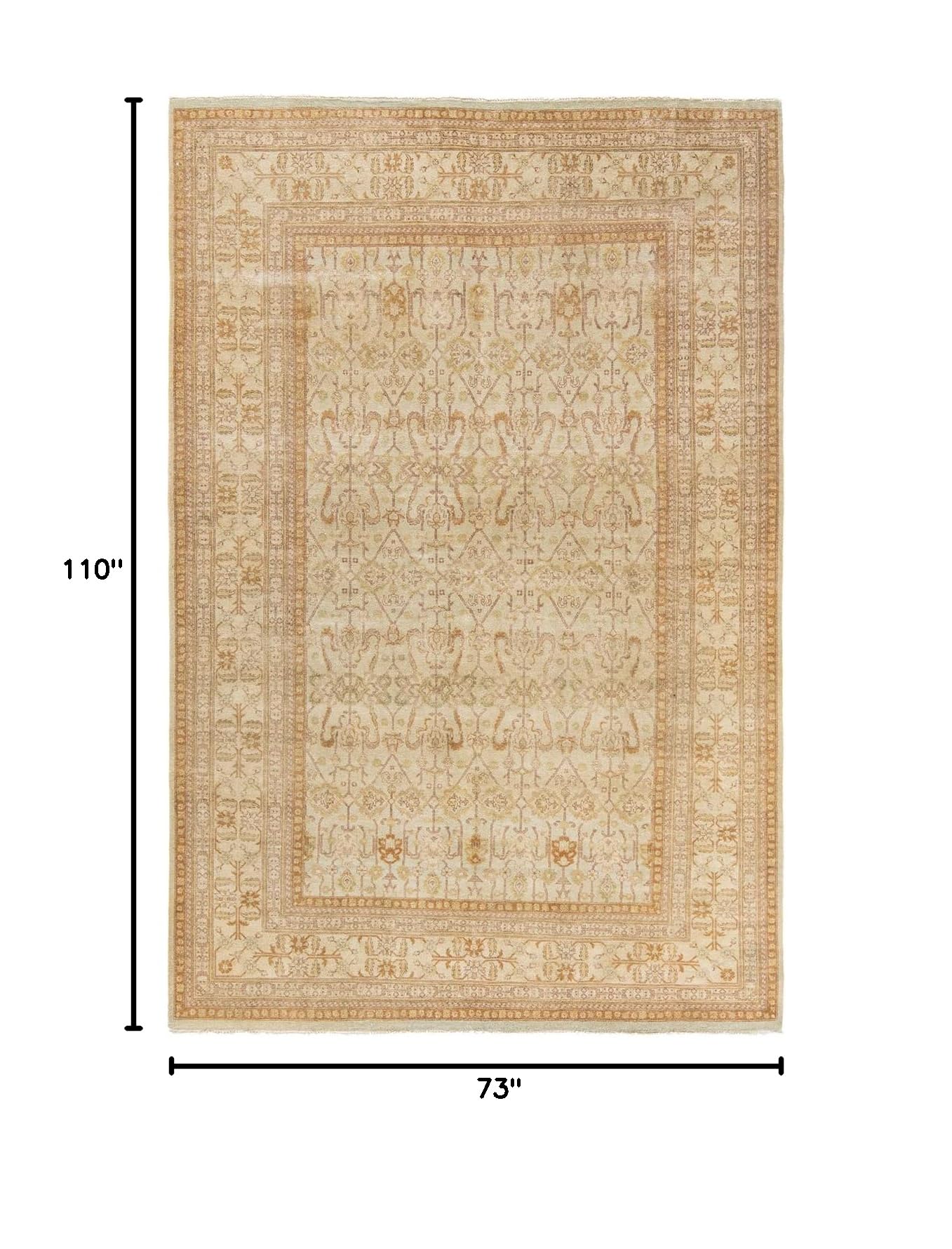 Handmade Wool Traditional Floral Mogul Ivory 6x9 Area Rug - Solo Rugs One of a Kind Hand Knotted - Perfect for Living Room, Bedroom & Home Decor