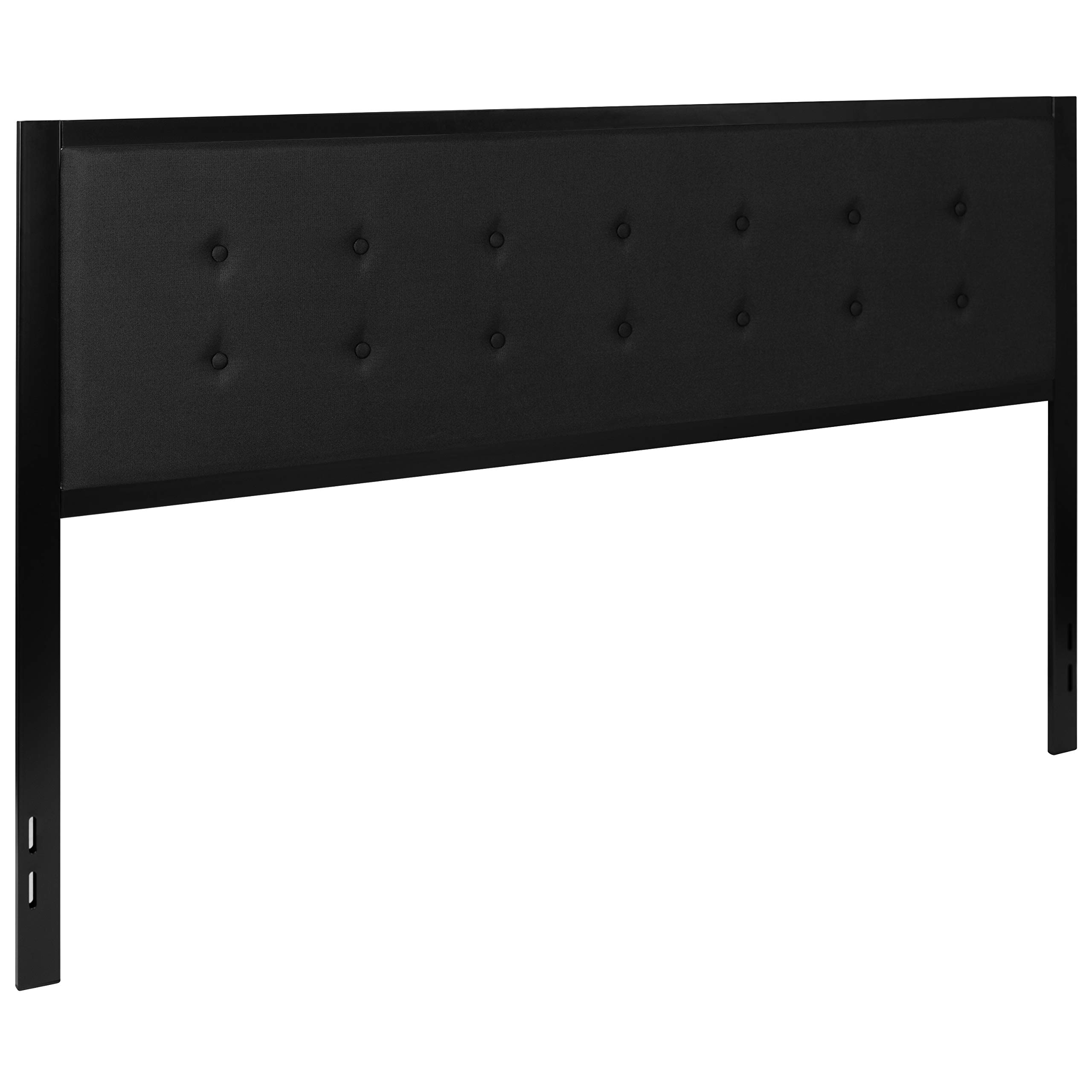 Flash Furniture Bristol Metal Tufted Upholstered King Size Headboard - Black Fabric Upholstery for Bedroom Decor & Luxury Bed Frame Upgrade