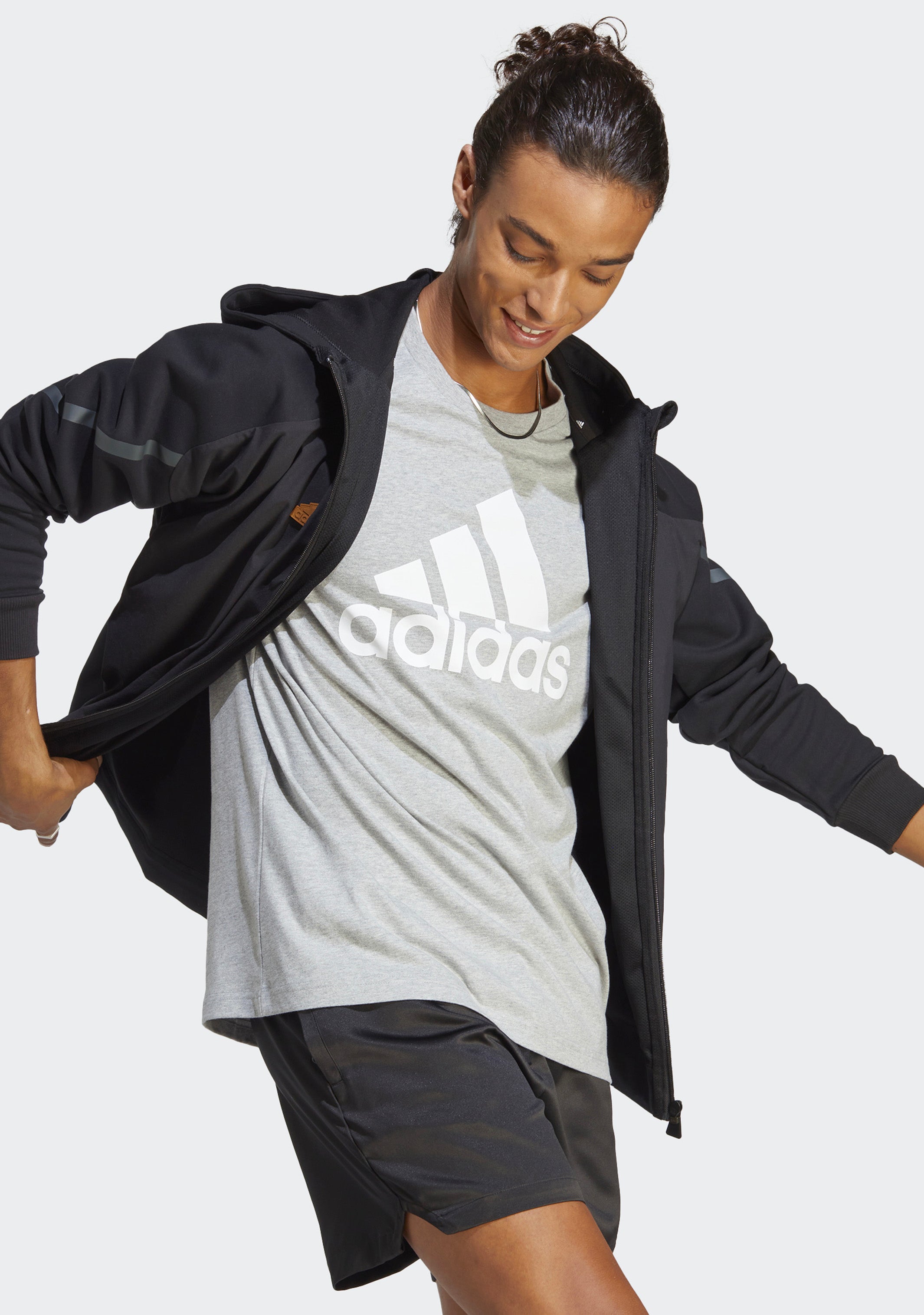 Adidas Men's Essentials Big Logo T-Shirt - Grey Cotton Jersey Tee for Casual Wear, Gym & Everyday Comfort