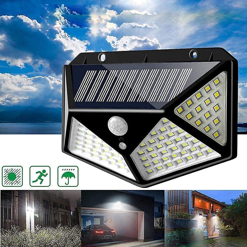 AASTIK 100 LED Solar Security Lights with Motion Sensor - Wireless Waterproof Outdoor Lighting for Garden, Wall, Yard - Bright Solar Powered Spotlight for Home Safety & Night Illumination | Perfect for Driveway, Patio, Backyard & Pathway Lighting