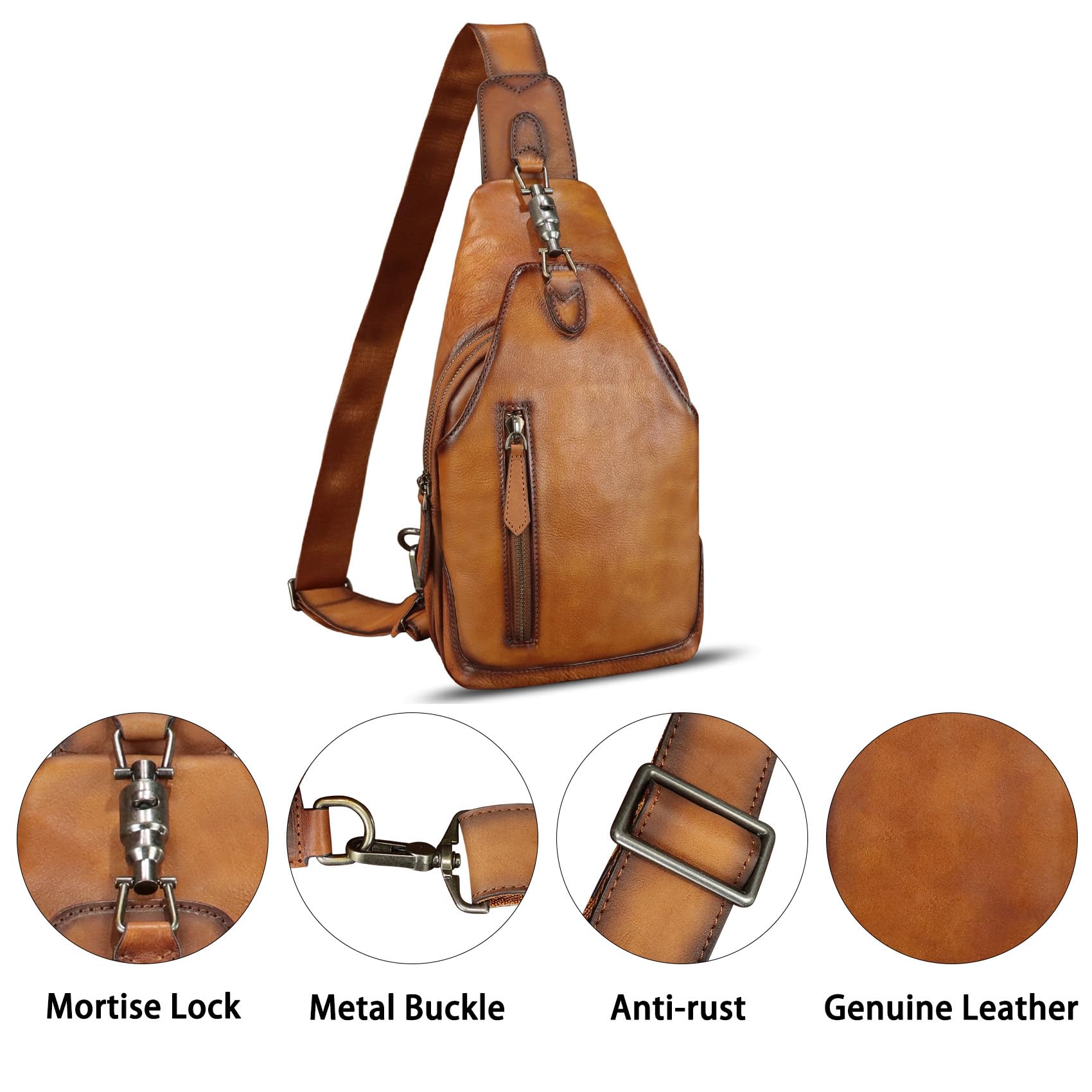 Genuine Leather Sling Bag for Women & Men - Real Leather Crossbody Backpack Shoulder Bag Chest Purse - Perfect for Travel, Work & Everyday Use