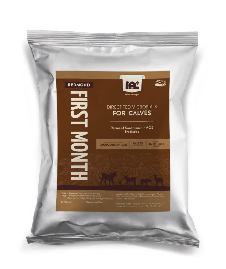 Redmond First Month Calf Immune Booster & Scour Treatment - 10lb Natural Mineral Supplement for Newborn Calves - Supports Digestion & Immunity in Dairy & Beef Calves - Ideal for First 30 Days of Life