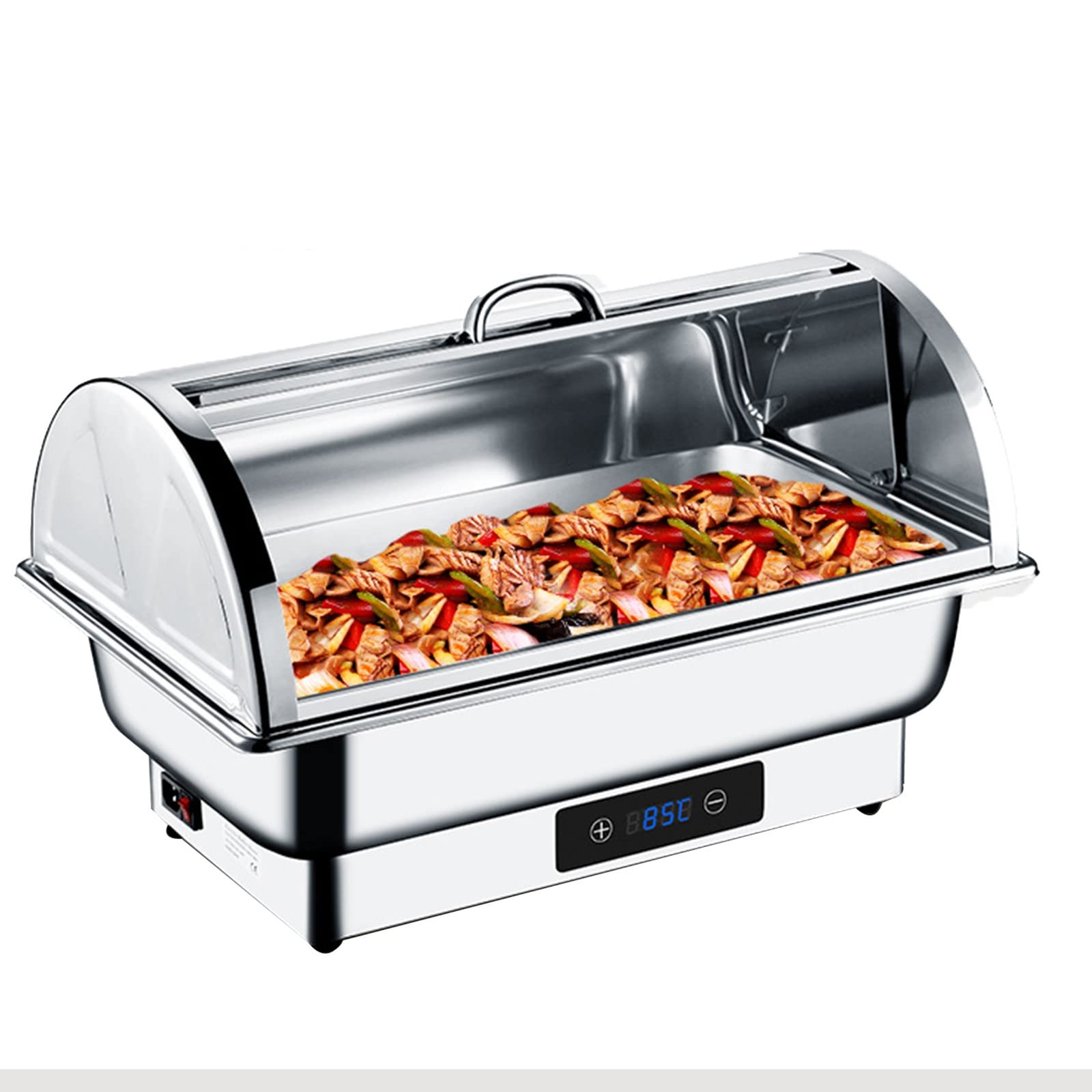 Stainless Steel Chafing Dish Buffet Set with Adjustable Temperature Control (40-100℃) - 600W Electric Food Warmer with Lid - 9L/13L Capacity for Catering, Buffets & Home Entertaining (9L-B, 1/1)