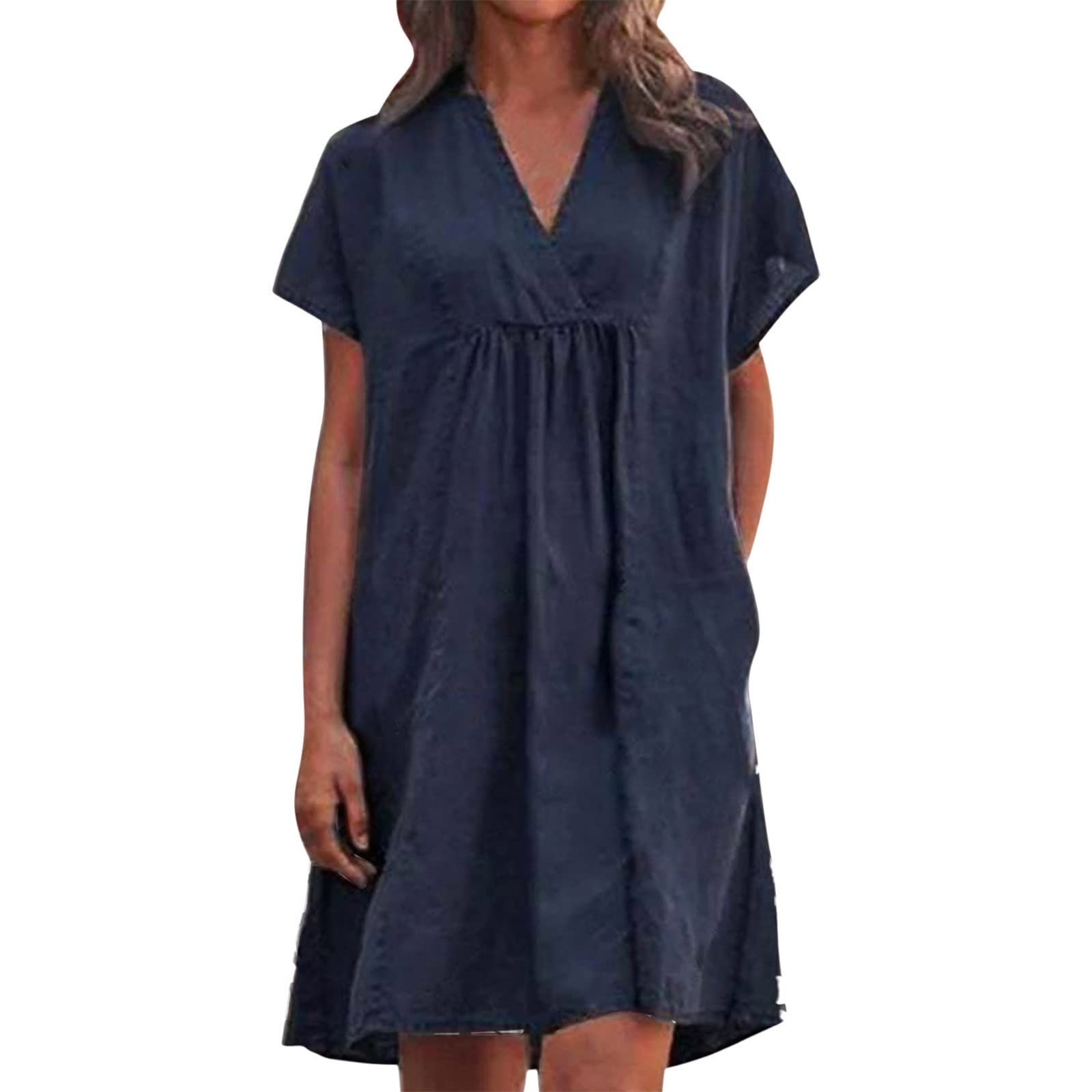 Women's Floral Print V-Neck Boho Maxi Sundress - Casual Short Sleeve Cotton Summer Dress for Beach, Vacation & Outdoor Activities