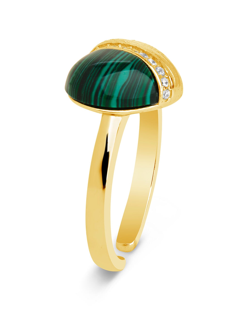 Hollis Sterling Silver Malachite & CZ Heart Ring for Women - Elegant Green Gemstone Jewelry Gift for Valentine's Day, Anniversary & Special Occasions