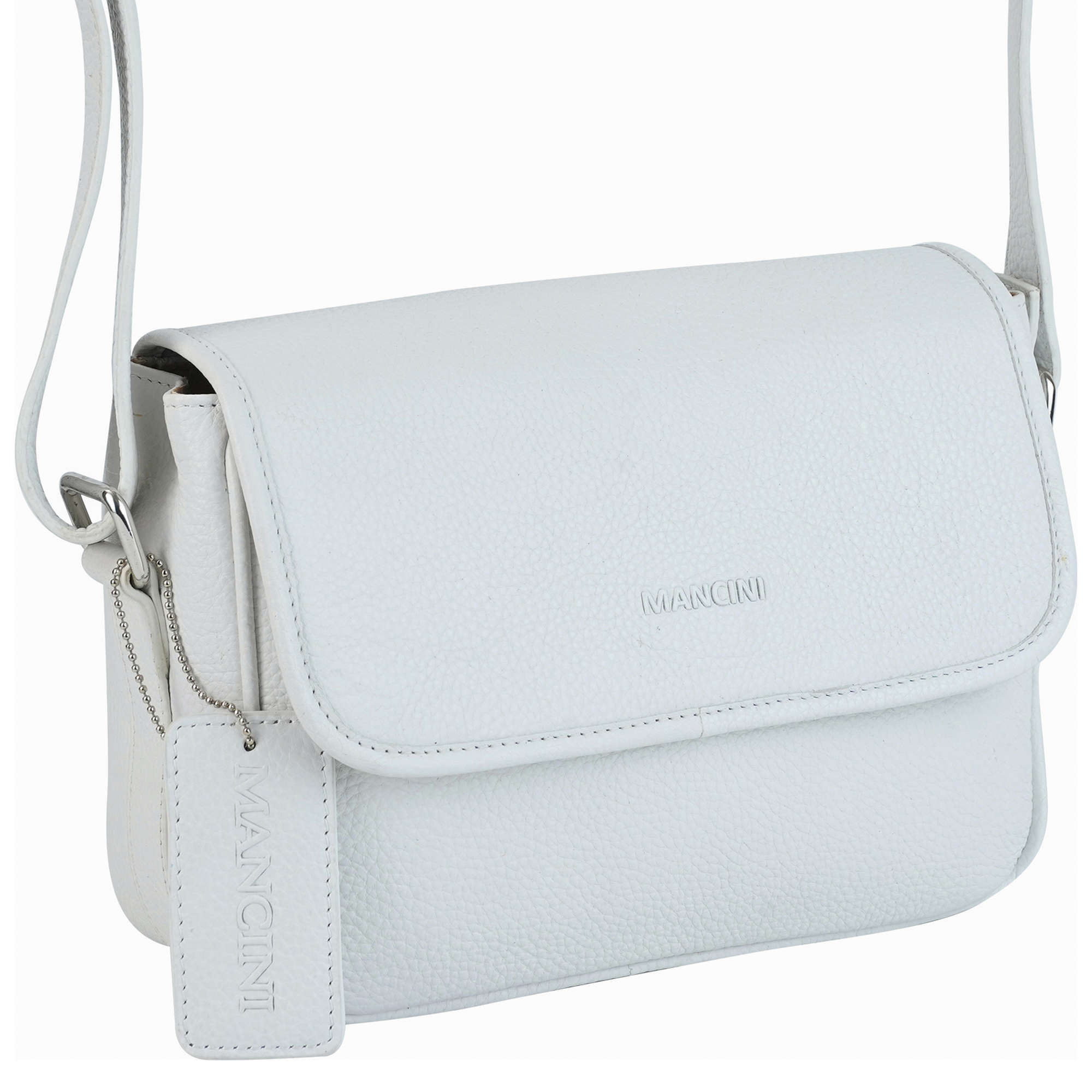 Mancini Pebbled Leather Kimberly Flap Closure Handbag for Women - Stylish Crossbody Purse for Work, Travel & Everyday Use