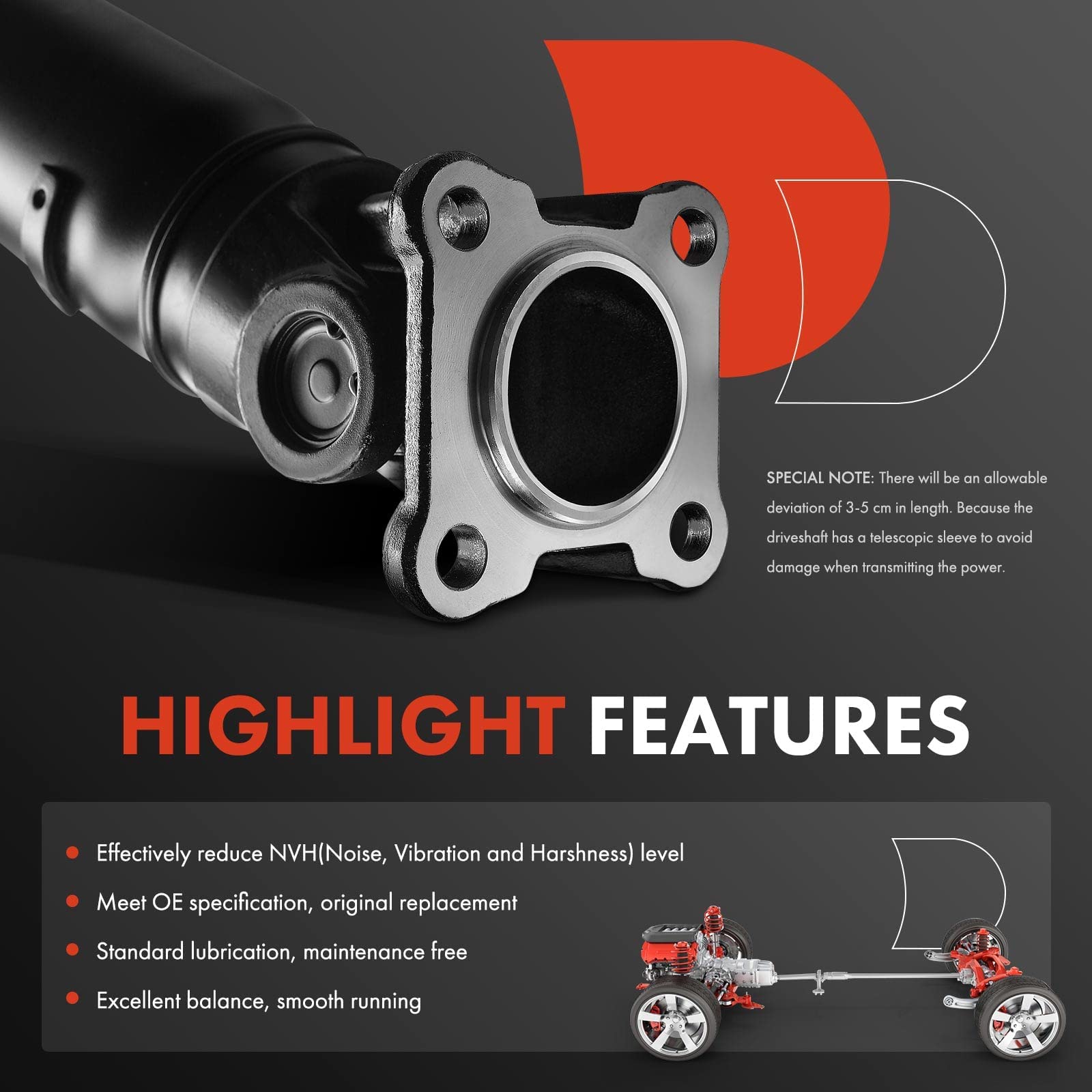 Premium Front Drive Shaft Assembly Compatible with Dodge Ram 1500/2500/3500 5.7L V8 4WD - Replacement for 52105930AA & 52105930AB - Ideal for Off-Roading, Towing & Heavy-Duty Performance