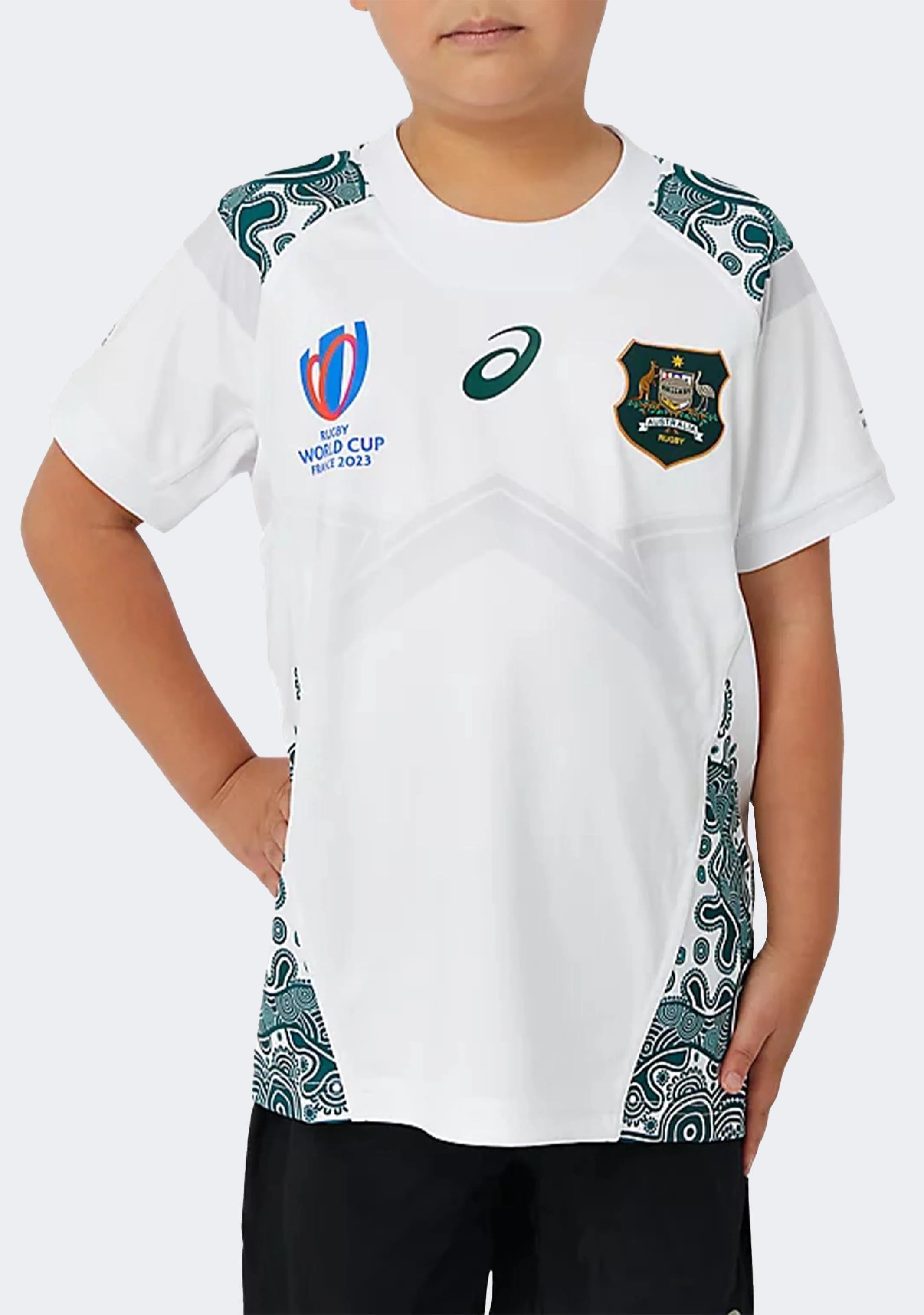 ASICS Kids Wallabies RWC23 Replica Alternate Rugby Jersey - Official Licensed Team Uniform for Youth Rugby Games & Fan Support