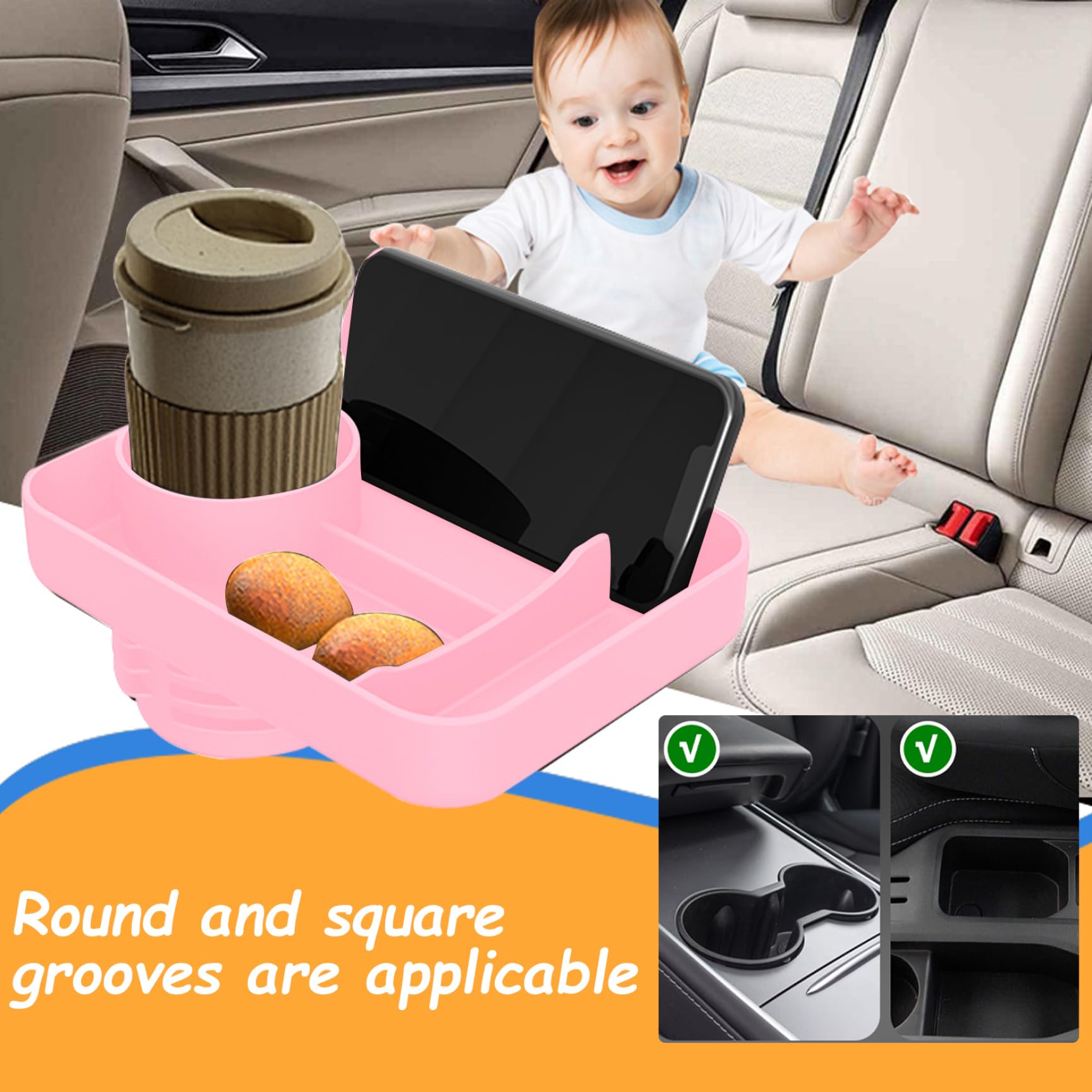 Kids Travel Tray for Car Seat - Multi-Use Toddler Car Seat Organizer with Heat-Resistant Silicone Surface | Perfect for Snacks, Toys, Tablets & Phones | Ideal for Road Trips, Family Vacations & Daily Commutes