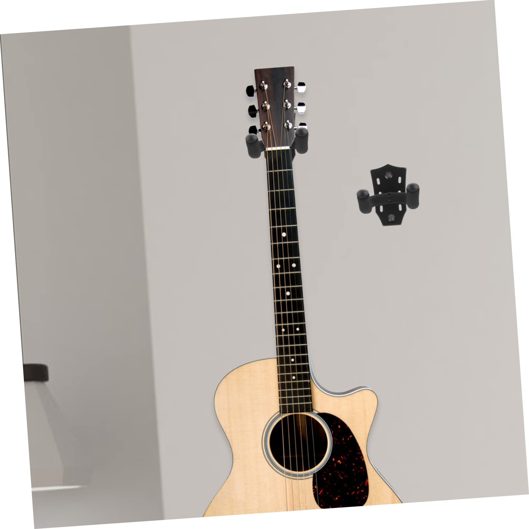 VICASKY Black Alloy Guitar Wall Hanger - Heavy Duty Ukulele & Instrument Holder with Keychain Hook, Wall Mount Clothes Rack for Bedroom, Studio, Music Room Organization