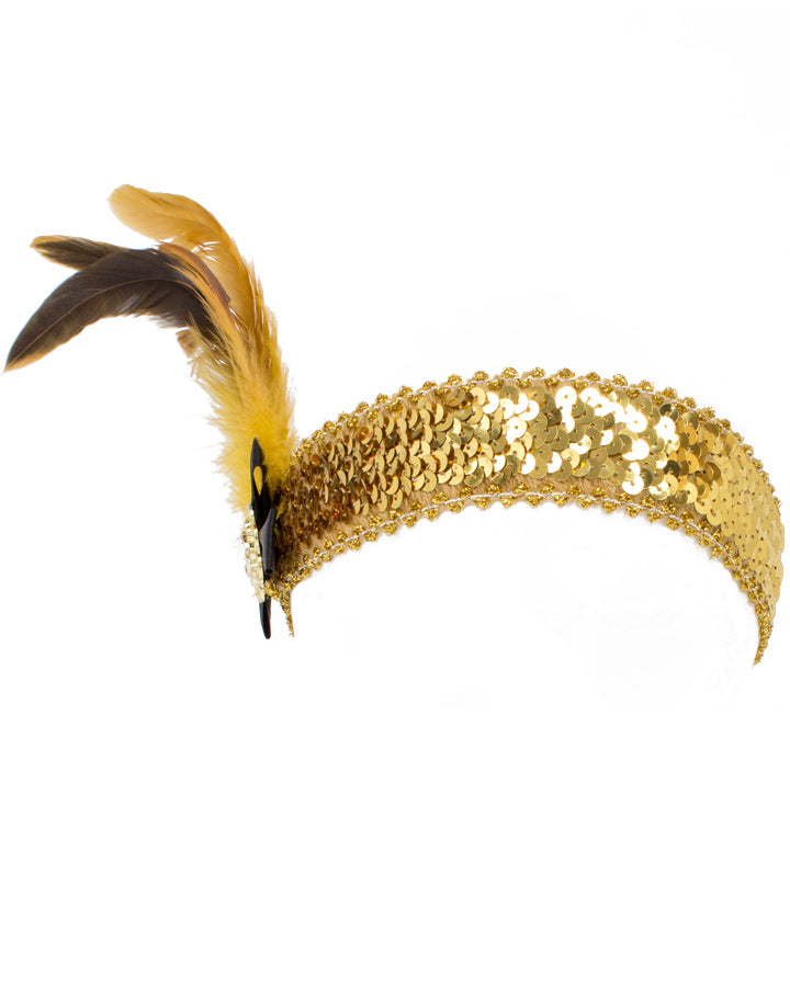 20s Gold Feather Flapper Headband - Vintage 1920s Gatsby Headpiece for Women - Perfect for Roaring 20s Parties, Costumes, and Themed Events