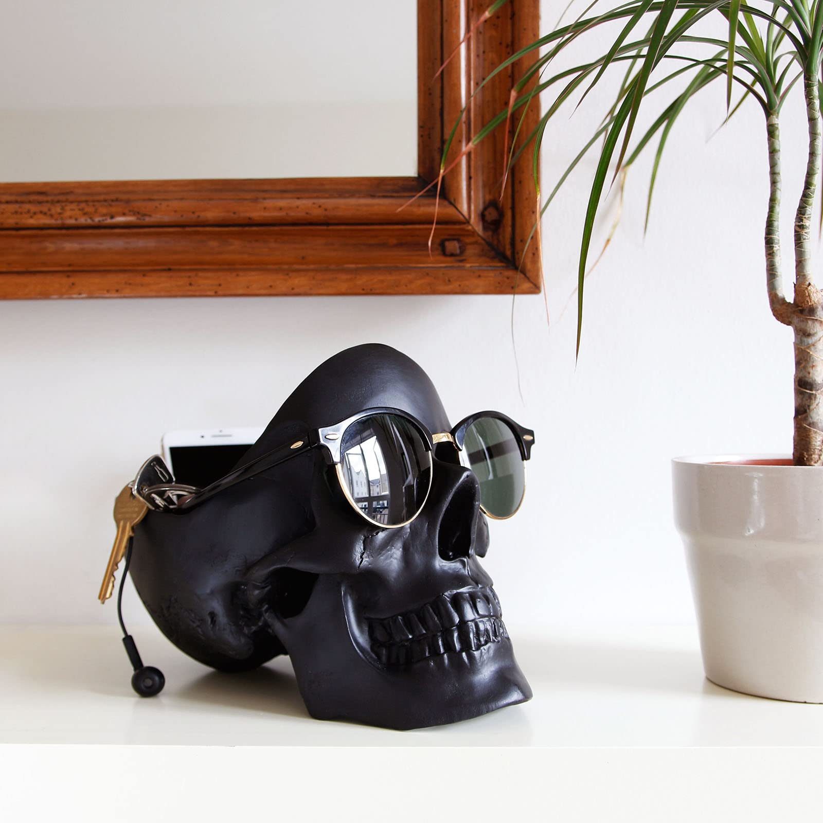 Gothic Skull Desk Organizer - Black Jewelry Box & Key Holder with Trinket Dish | Gothic Home Decor for Women | Perfect for Bedroom, Office & Goth Gift Ideas | Suck UK