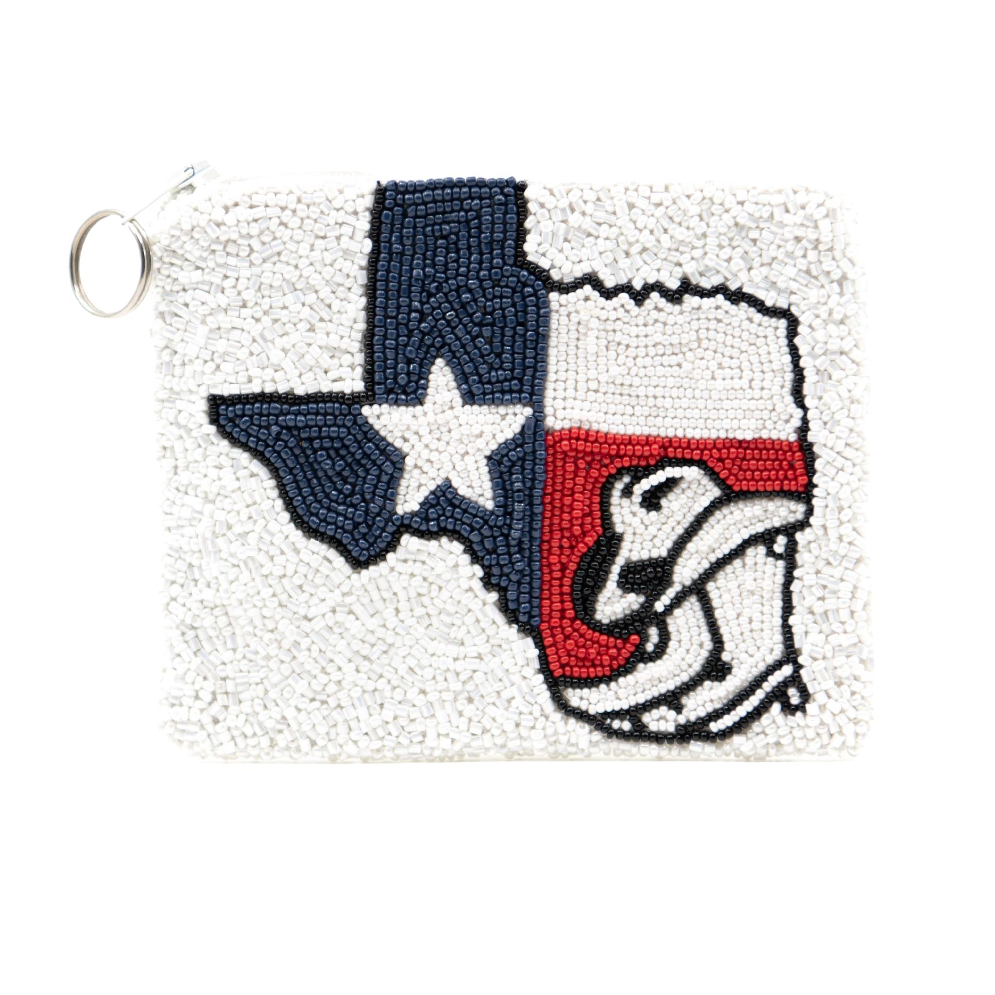 Texas Map & Cowboy Boots Beaded Coin Purse - Western Style Money Holder for Women & Men - Perfect for Rodeos, Country Music Festivals & Travel Accessories