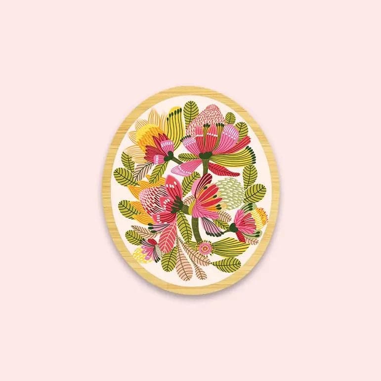 Wild Proteas Wooden Brooch - Handcrafted Floral Pin for Women - Perfect for Jackets, Scarves & Hat Accessories