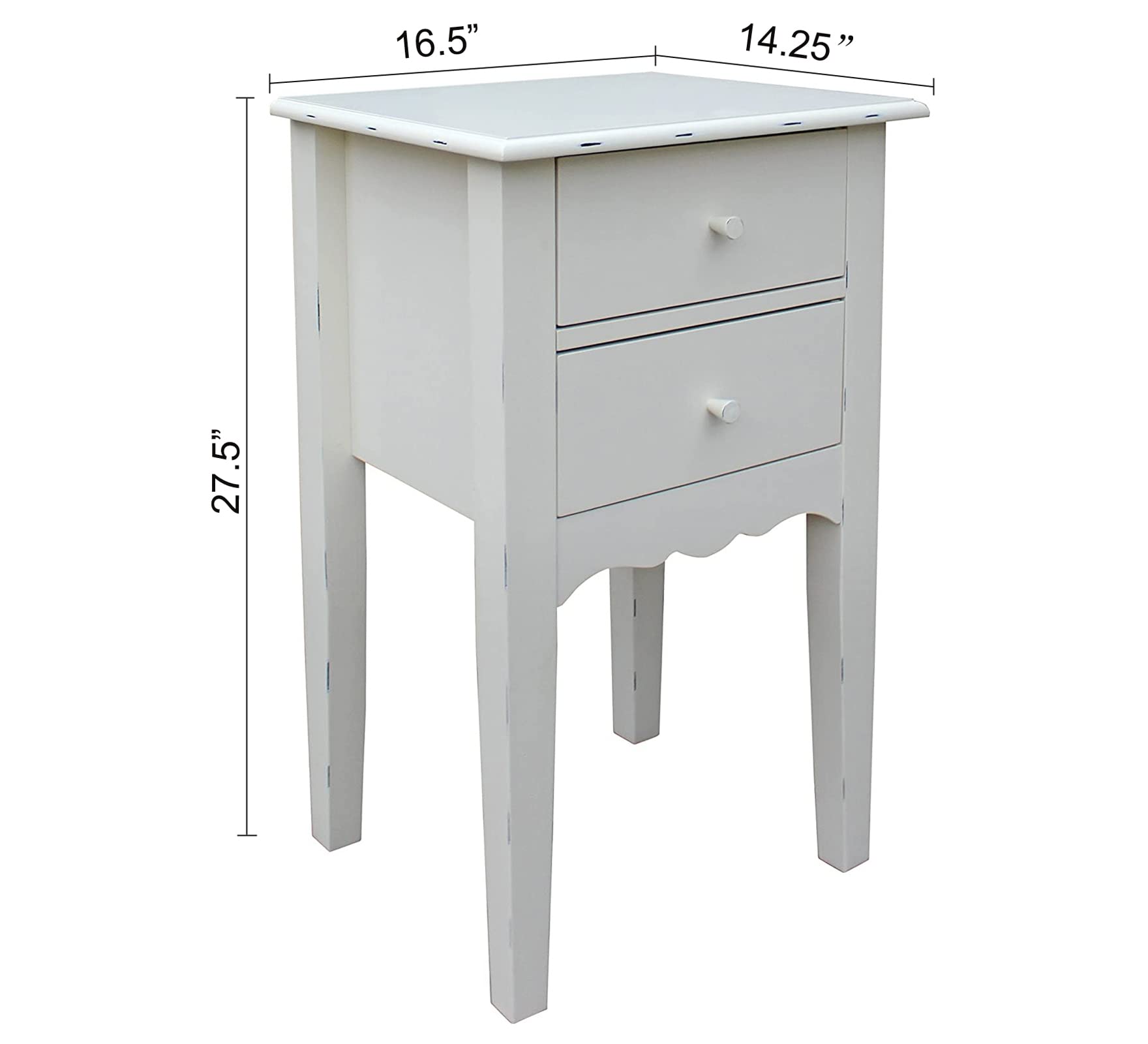 Victorian Side Table with 2 Drawers - Antique White End Table for Living Room, Bedroom & Office - Elegant Small Nightstand with Storage Space