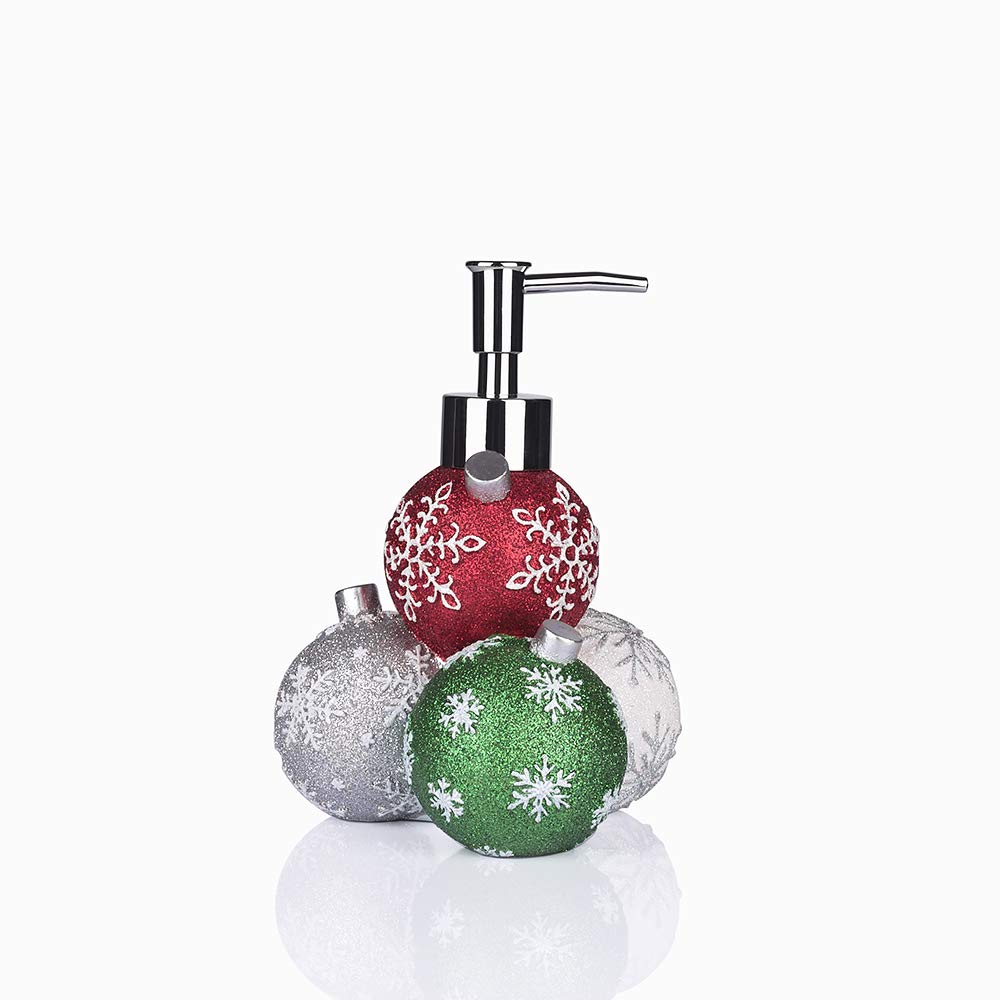 Festive Christmas Ball Soap & Lotion Dispenser - Holiday Decor (Red, Green, Silver, White) | Perfect for Bathroom, Kitchen & Holiday Home Decor