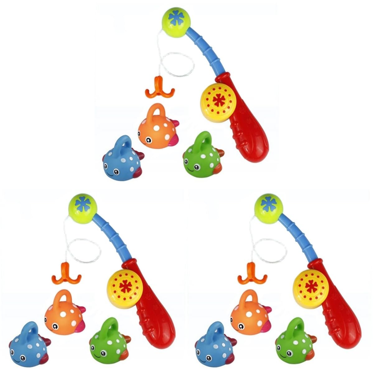 TOYANDONA 3 Pack Rubber Fish Fishing Rod Toy Set - Educational Bath Toys for Kids, Fun Outdoor & Indoor Water Play Activity - Perfect for Pool, Beach, Bathtime and Birthday Gifts
