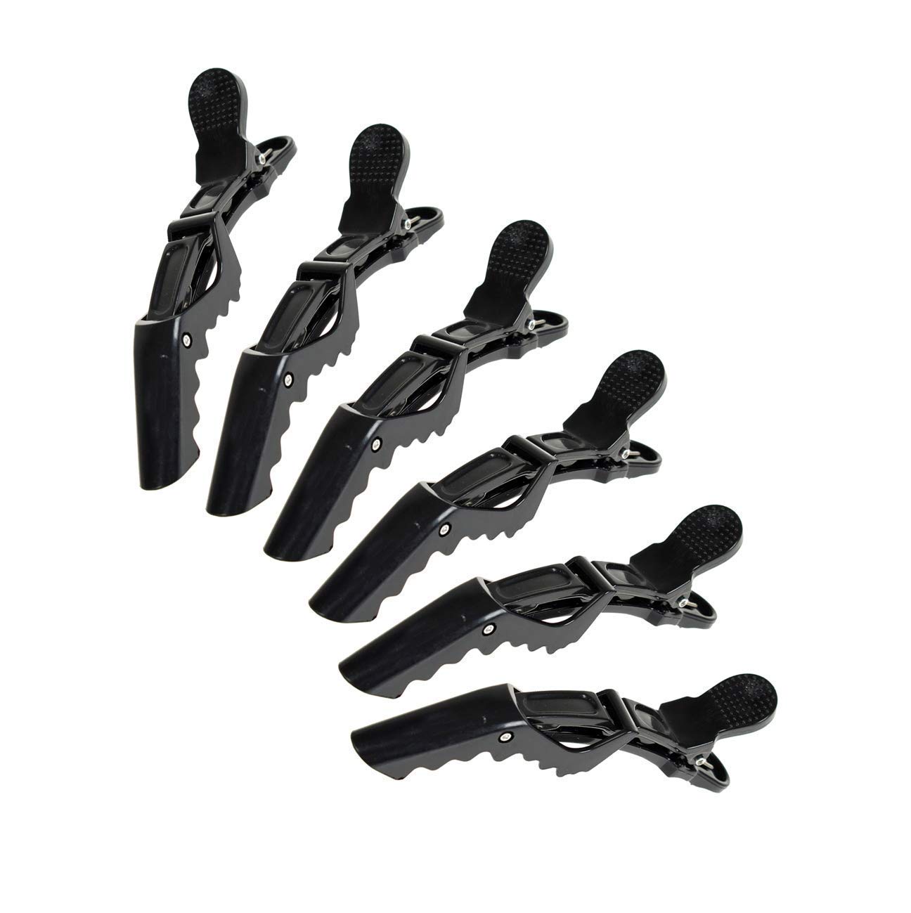 DEXO Professional Black Hair Clips for Salon & Styling - 6 Pack | Sectioning & Cutting Hair Clips for Women, Men & Kids | Perfect for Hairdressing, Braiding & DIY Haircuts
