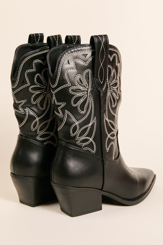 Elk Black Cowboy Booties for Women - Stylish Western Ankle Boots with Comfortable Heel - Perfect for Country Dancing, Rodeo, and Casual Outfits