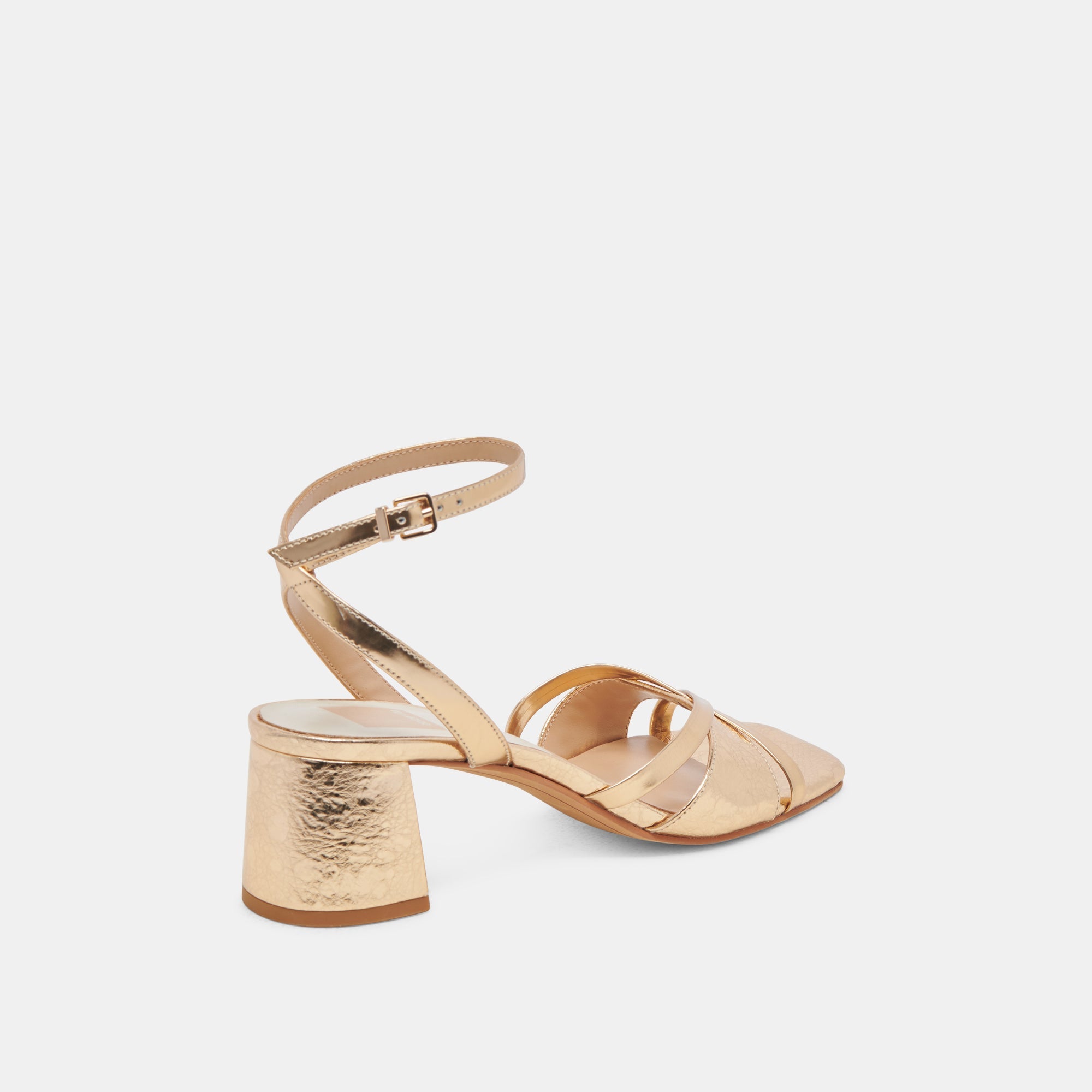 BLAKLY Women's Gold Distressed Leather Heels - Stylish High Heels for Parties, Weddings & Evening Events