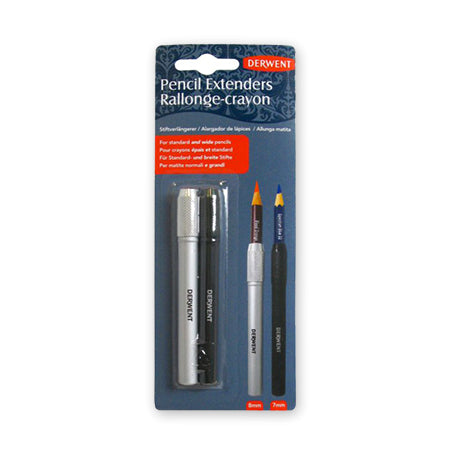 2 Pack Derwent Pencil Extenders - Premium Metal Pencil Holders for Artists & Sketching, Perfect for Colored Pencils, Charcoal & Drawing Tools (Great Gift for Artists & Students)