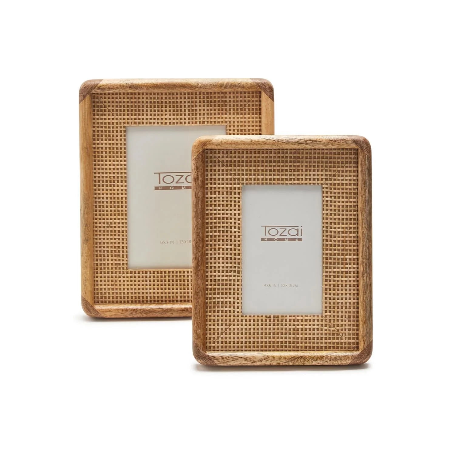 Elegant Cane Photo Frames - Vintage Wooden Picture Frames for Wall & Tabletop Display - Perfect for Home Decor, Wedding Photos, and Family Memories