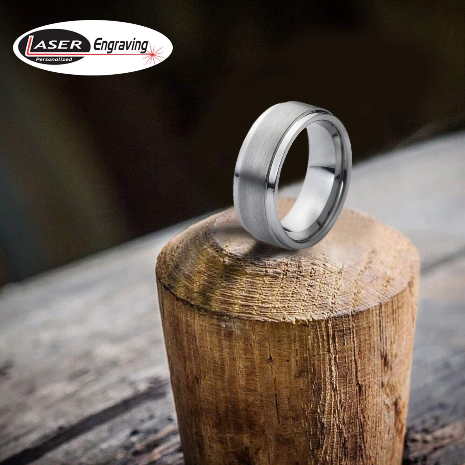 Personalized Tungsten Wedding Rings for Couples - Laser Engraved Men & Women Bands for Anniversary Gifts