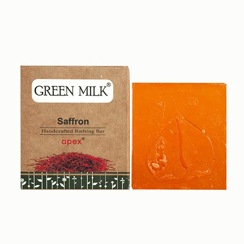 Organic Green Milk Saffron Handmade Soap Bar for Glowing Skin - Perfect for Spa, Gift & Daily Luxury Bathing