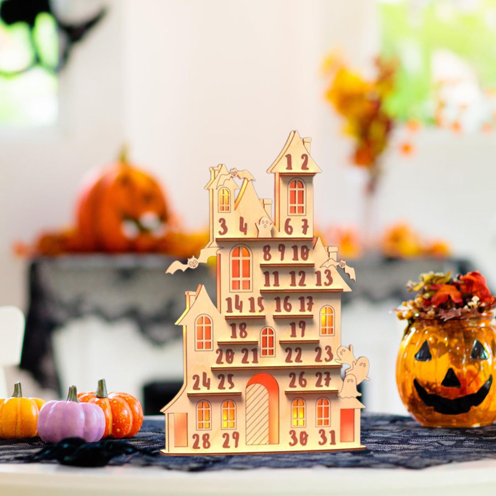 Wooden Halloween Advent Calendar 2024 - Countdown Blocks, Halloween Decorations, Spooky Holiday Countdown for Kids & Adults - Perfect for Home, Party & Classroom Decor